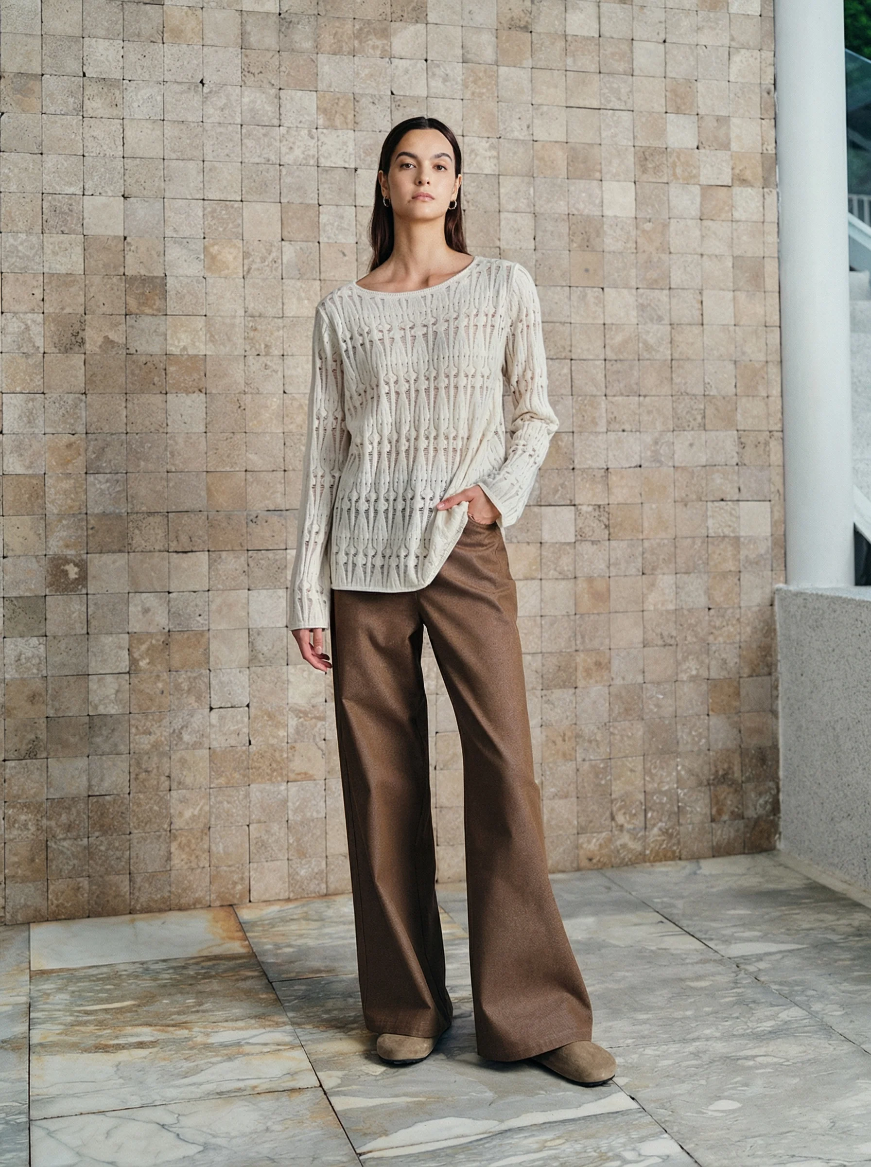 Openwork Cashmere Boat-Neck Sweater - Image 2