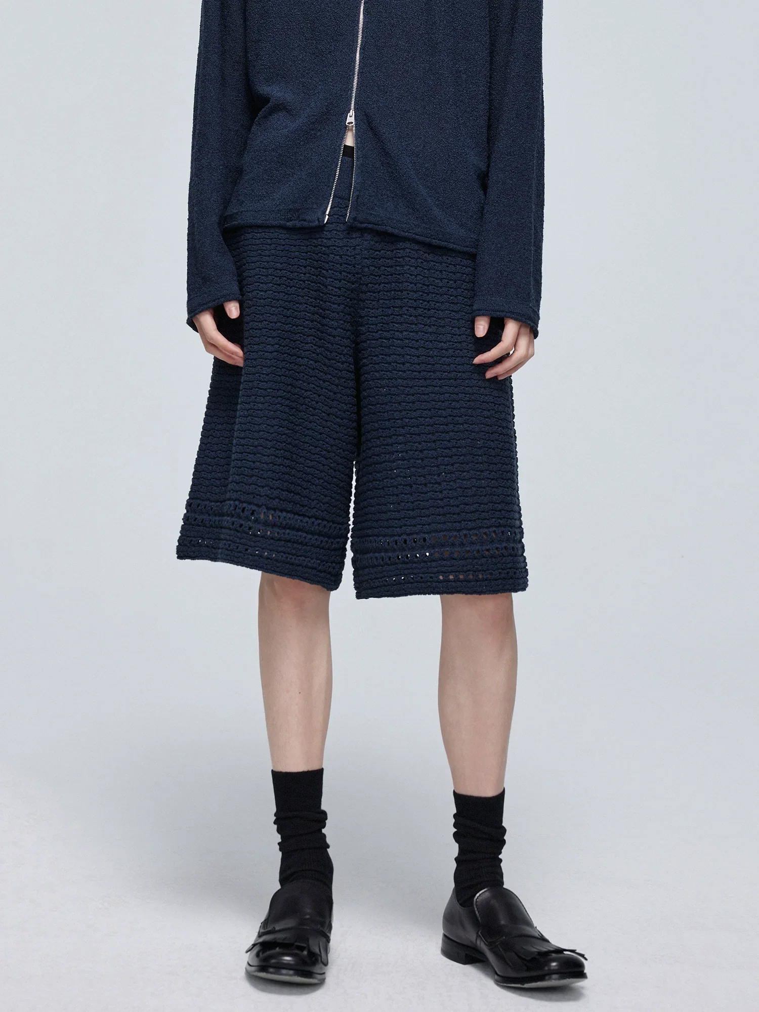 Openwork Knit Bermuda Shorts