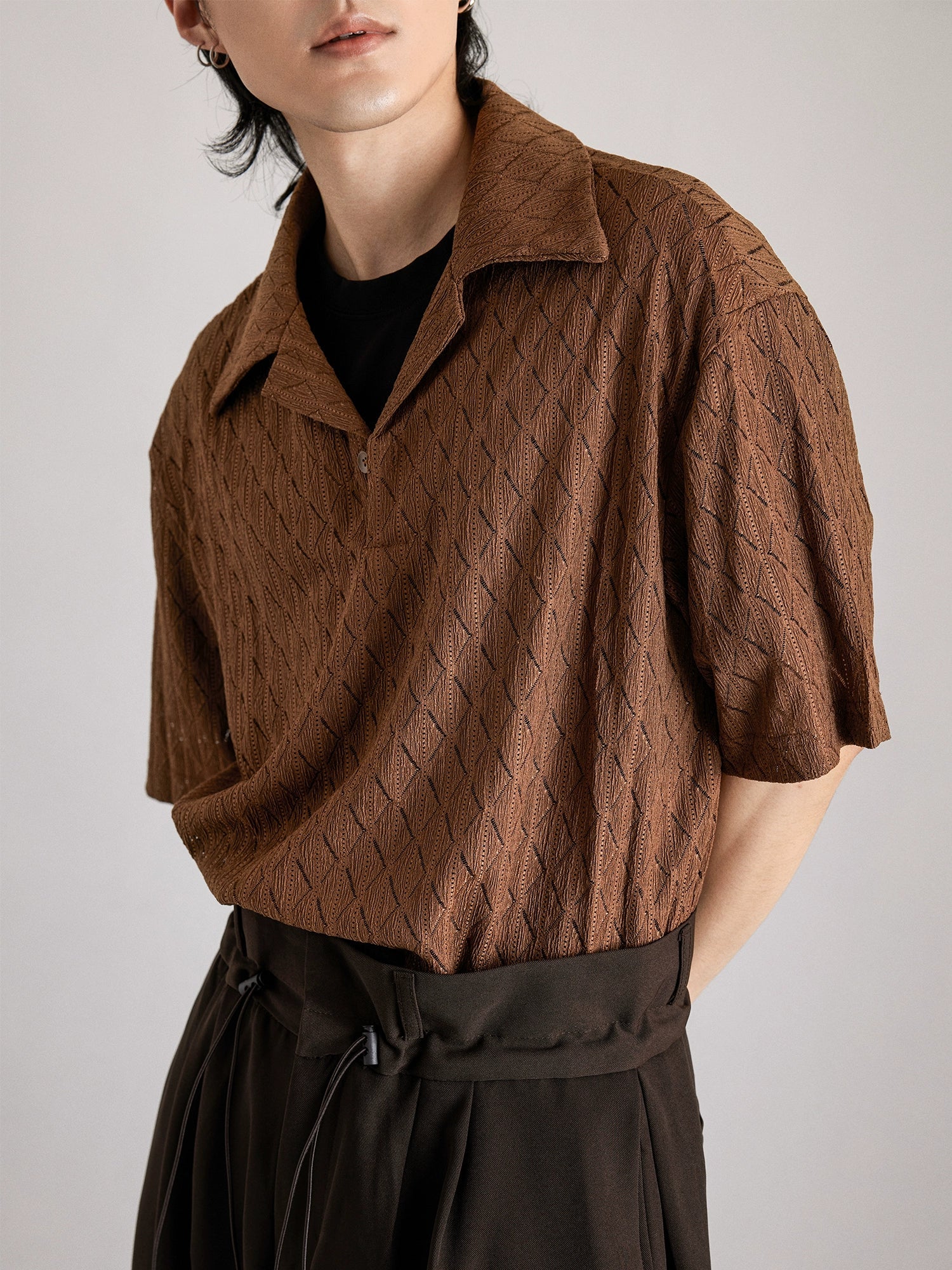Openwork Knit Polo - Image 4