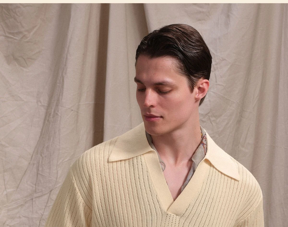 Openwork Knit Polo Shirt - Image 5