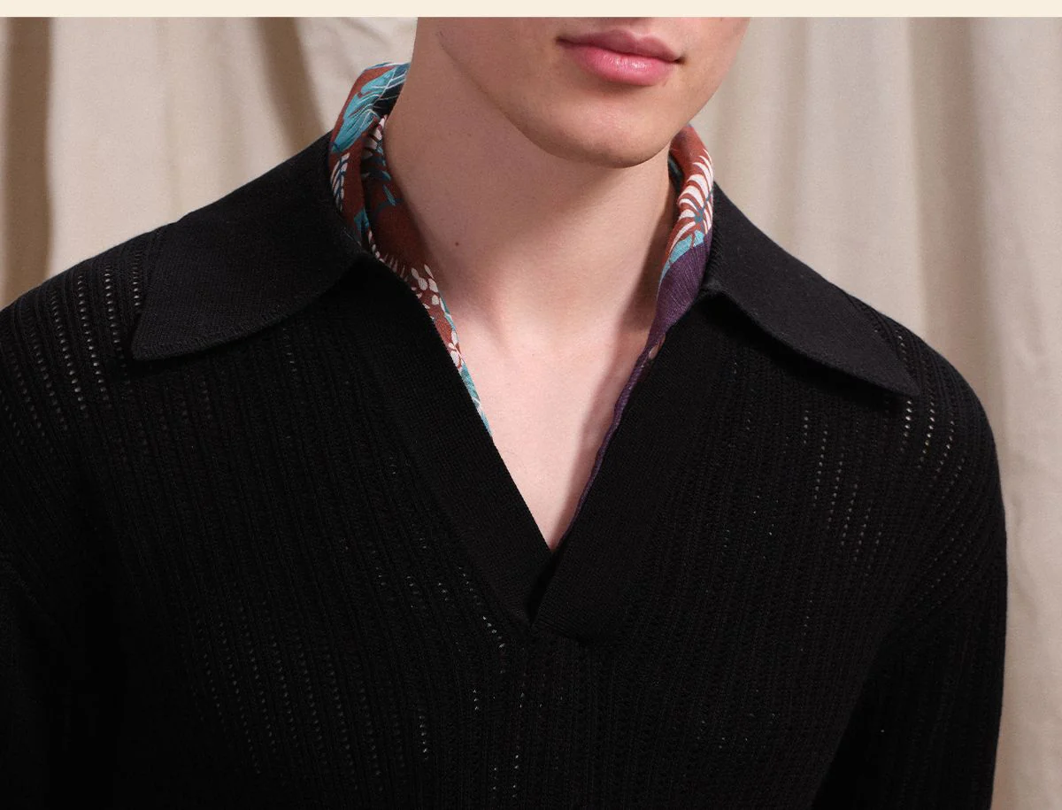 Openwork Knit Polo Shirt - Image 6
