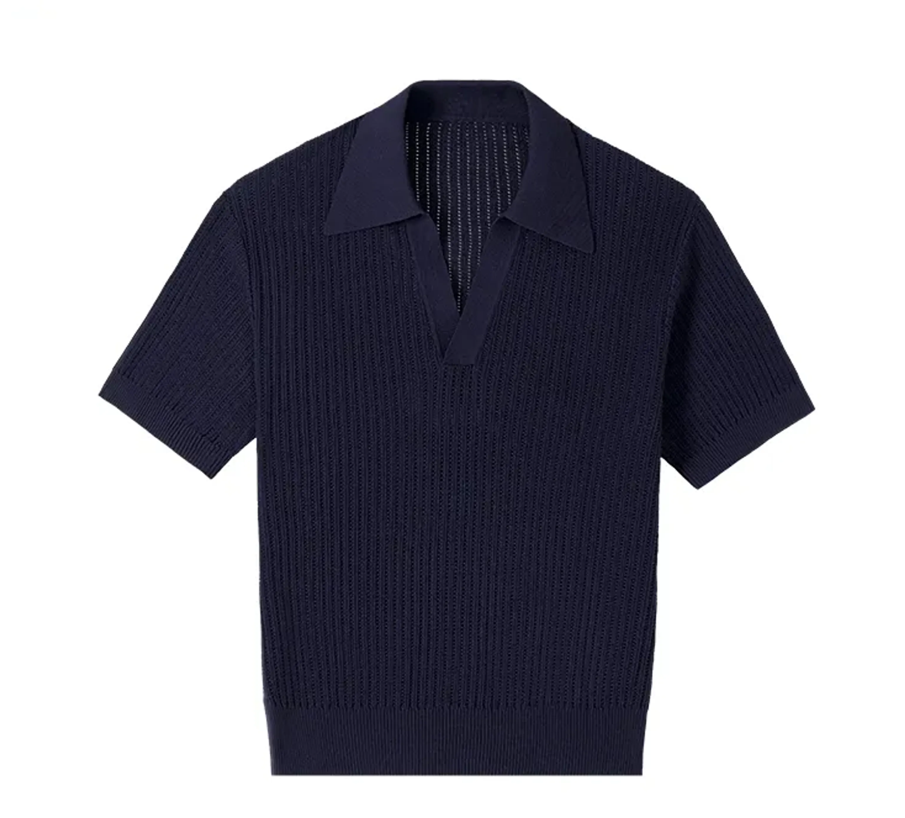 Openwork Knit Polo Shirt - Image 7