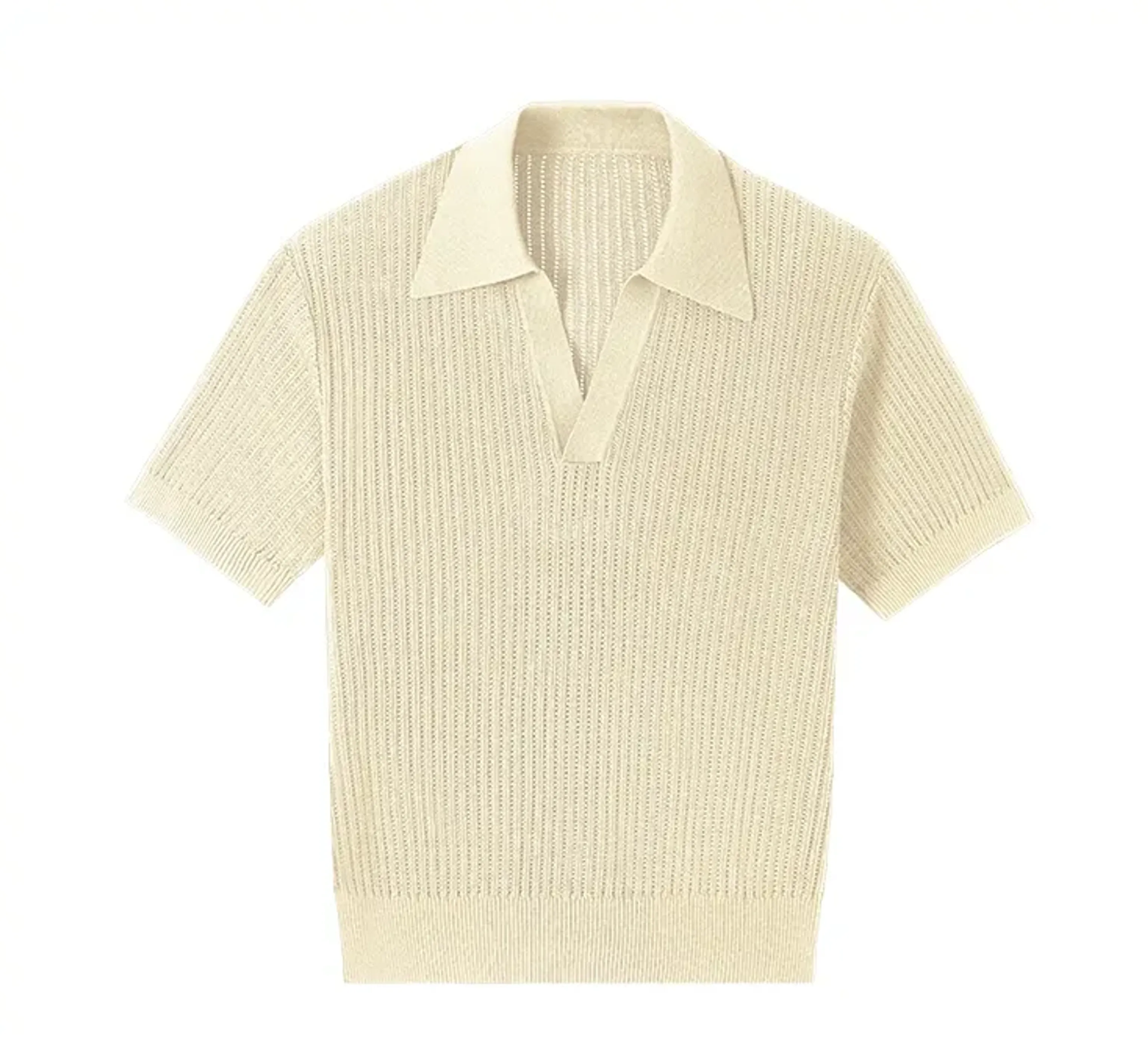 Openwork Knit Polo Shirt - Image 8