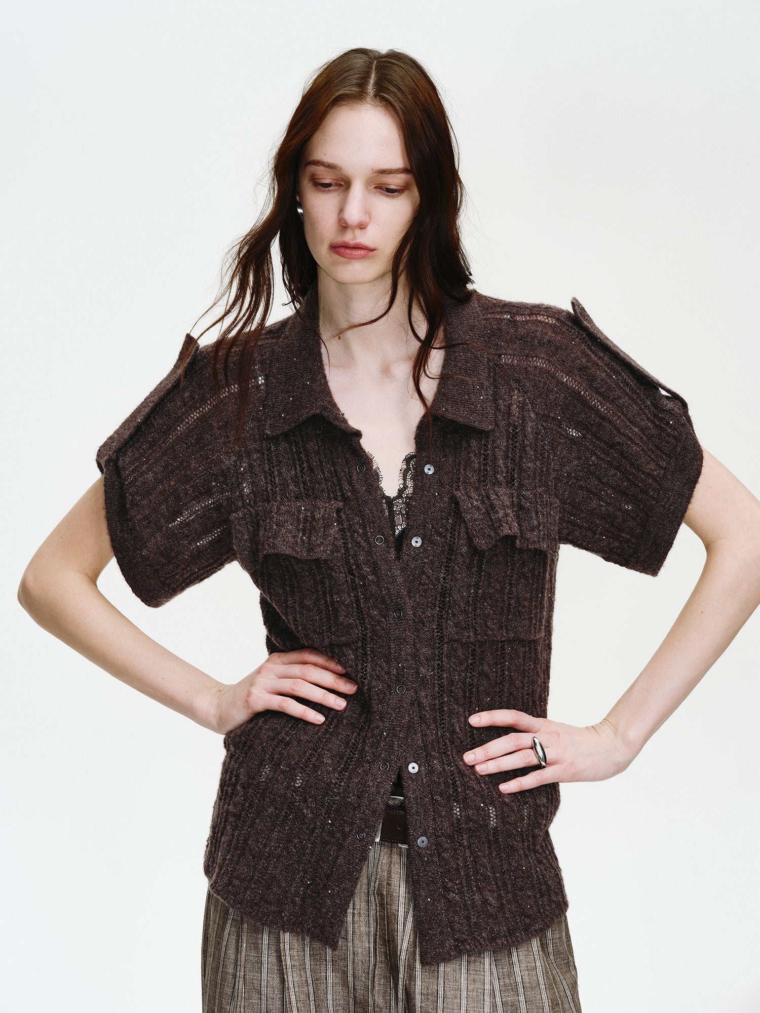Openwork Knit Shirt - Image 3