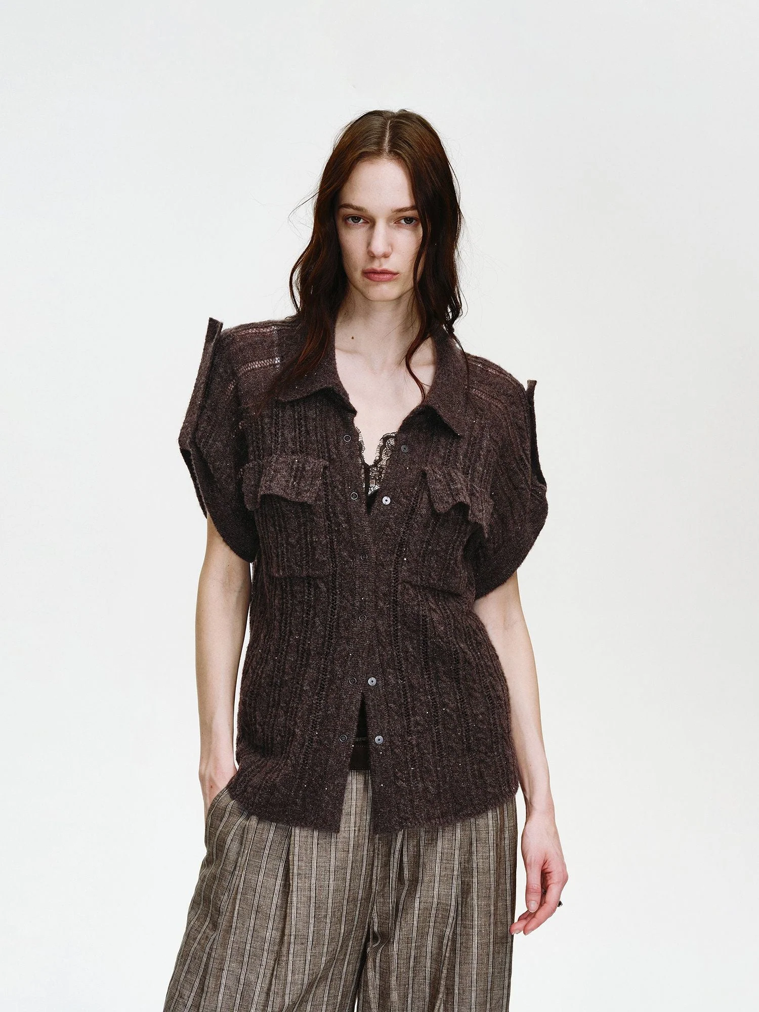 Openwork Knit Shirt - Image 5