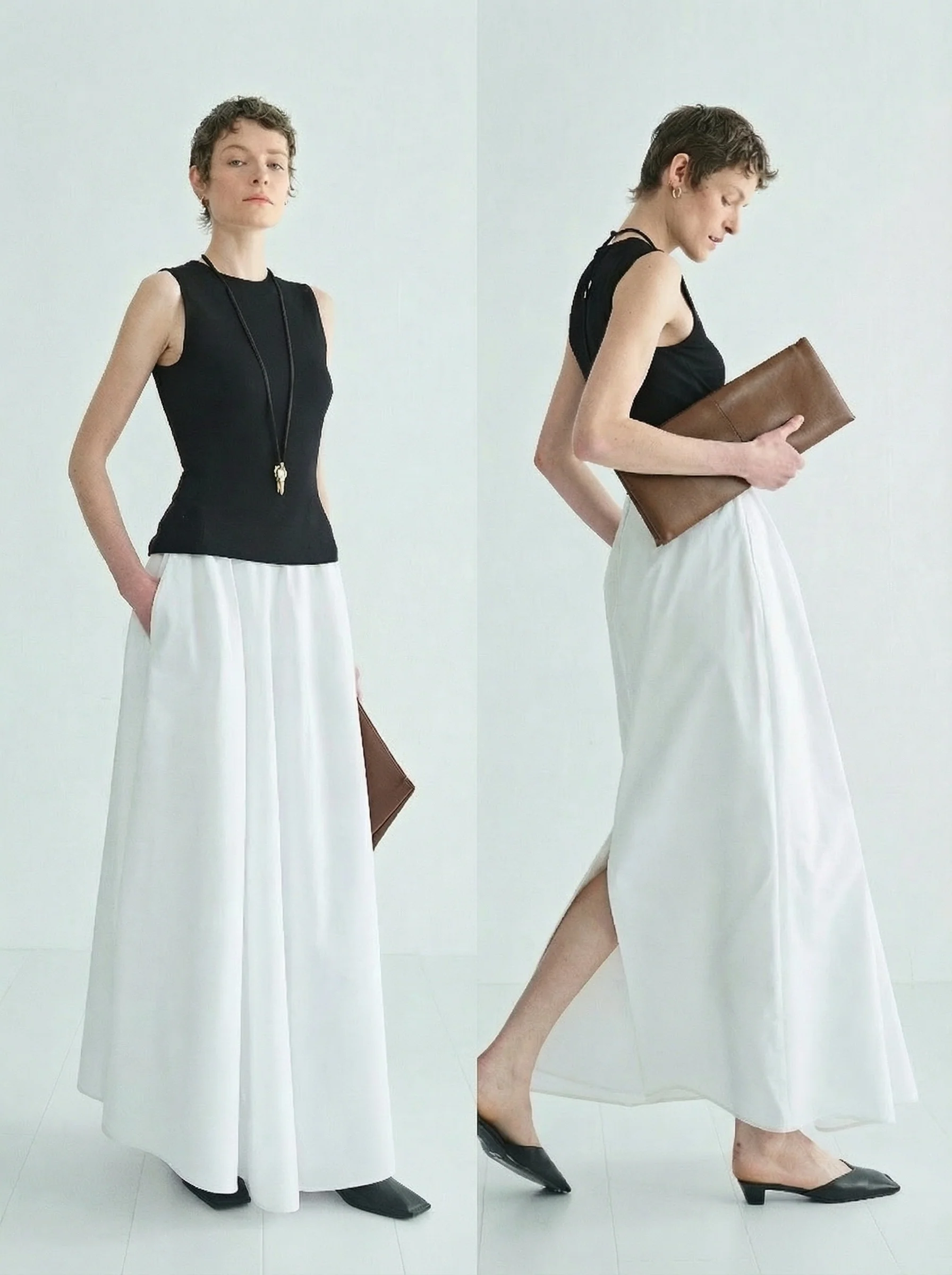 Organic Cotton A-Line Skirt / Wide-Leg Trousers - Image 3