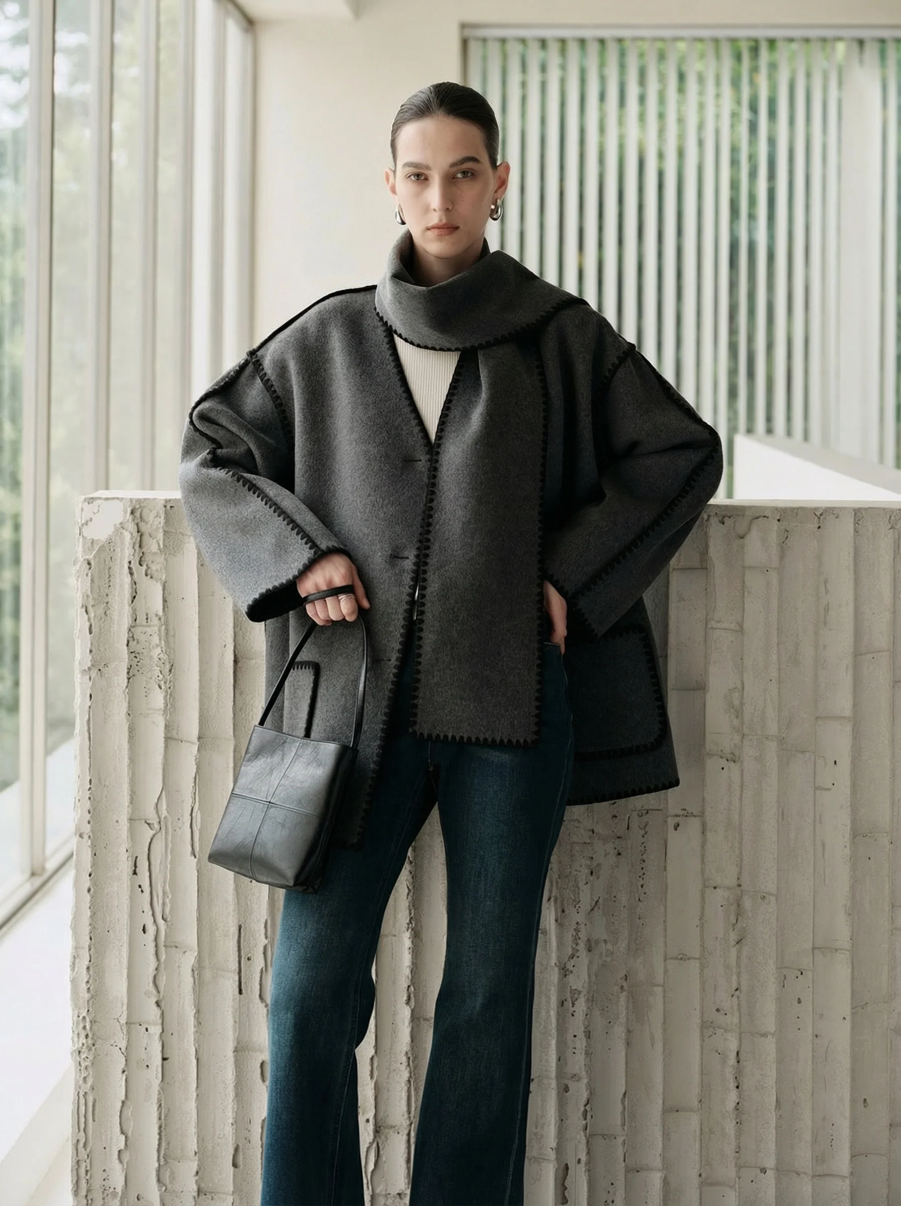 Oslo Cashmere-Wool Coat with Scarf