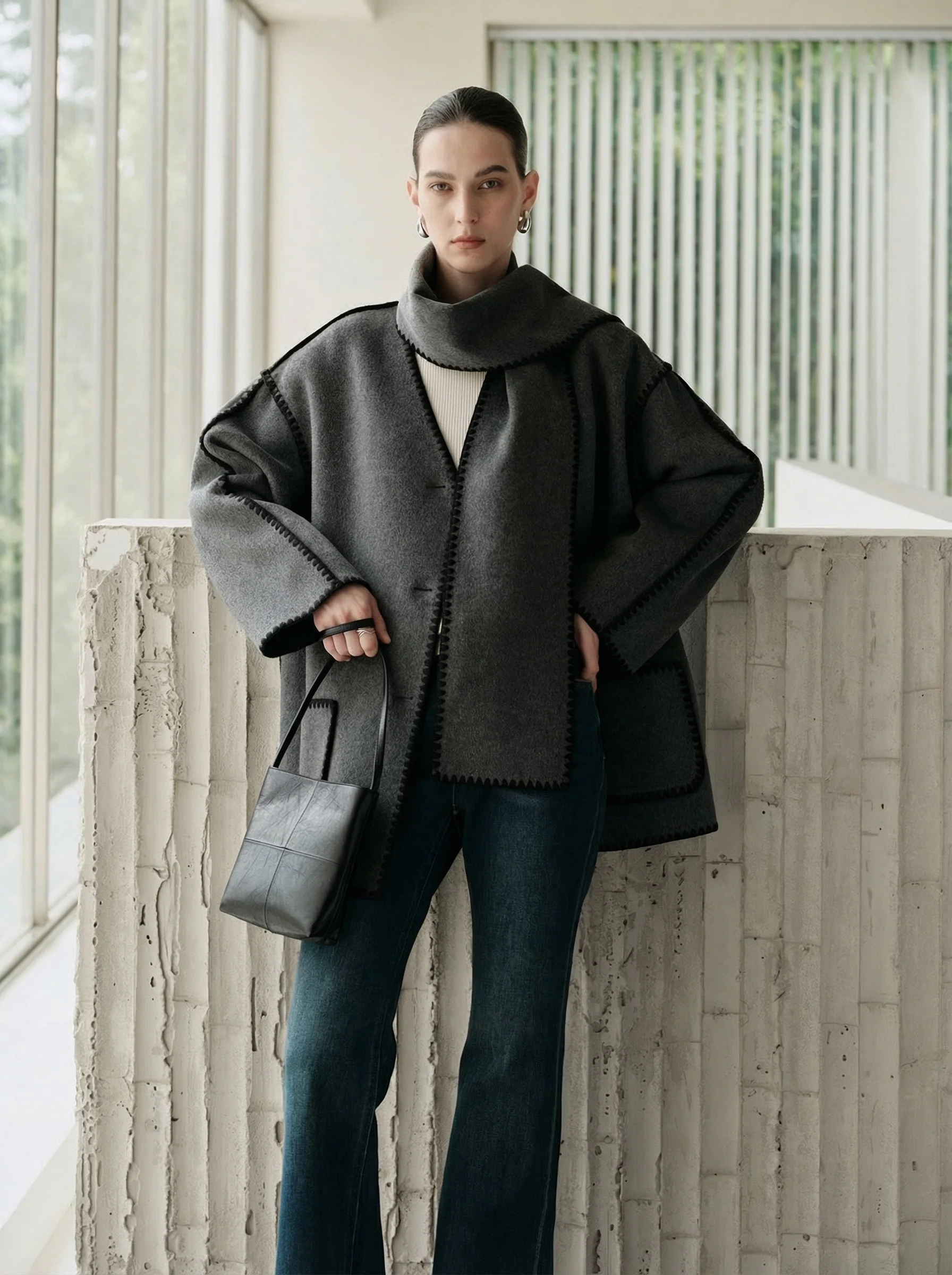 Oslo Cashmere-Wool Coat with Scarf - Image 6