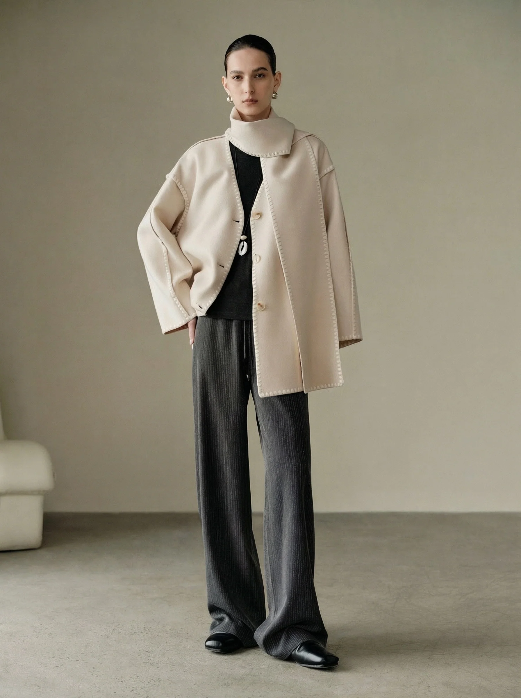 Oslo Cashmere-Wool Coat with Scarf - Image 7