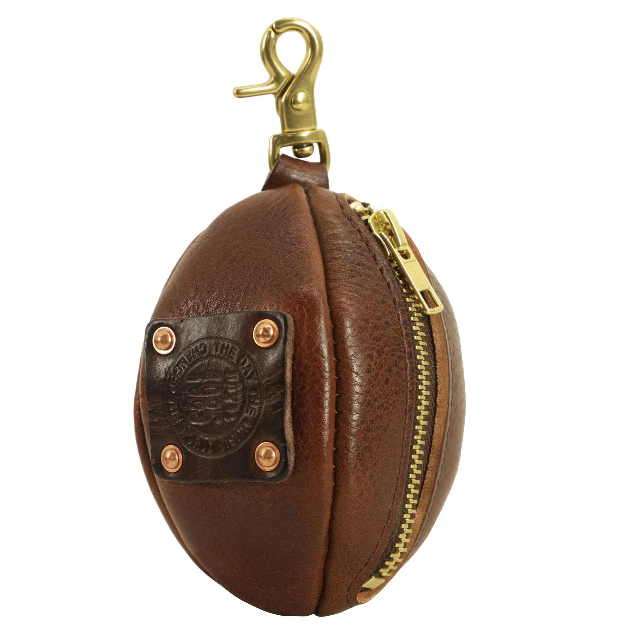 Oval Top-Grain Leather Key Pouch - Image 8