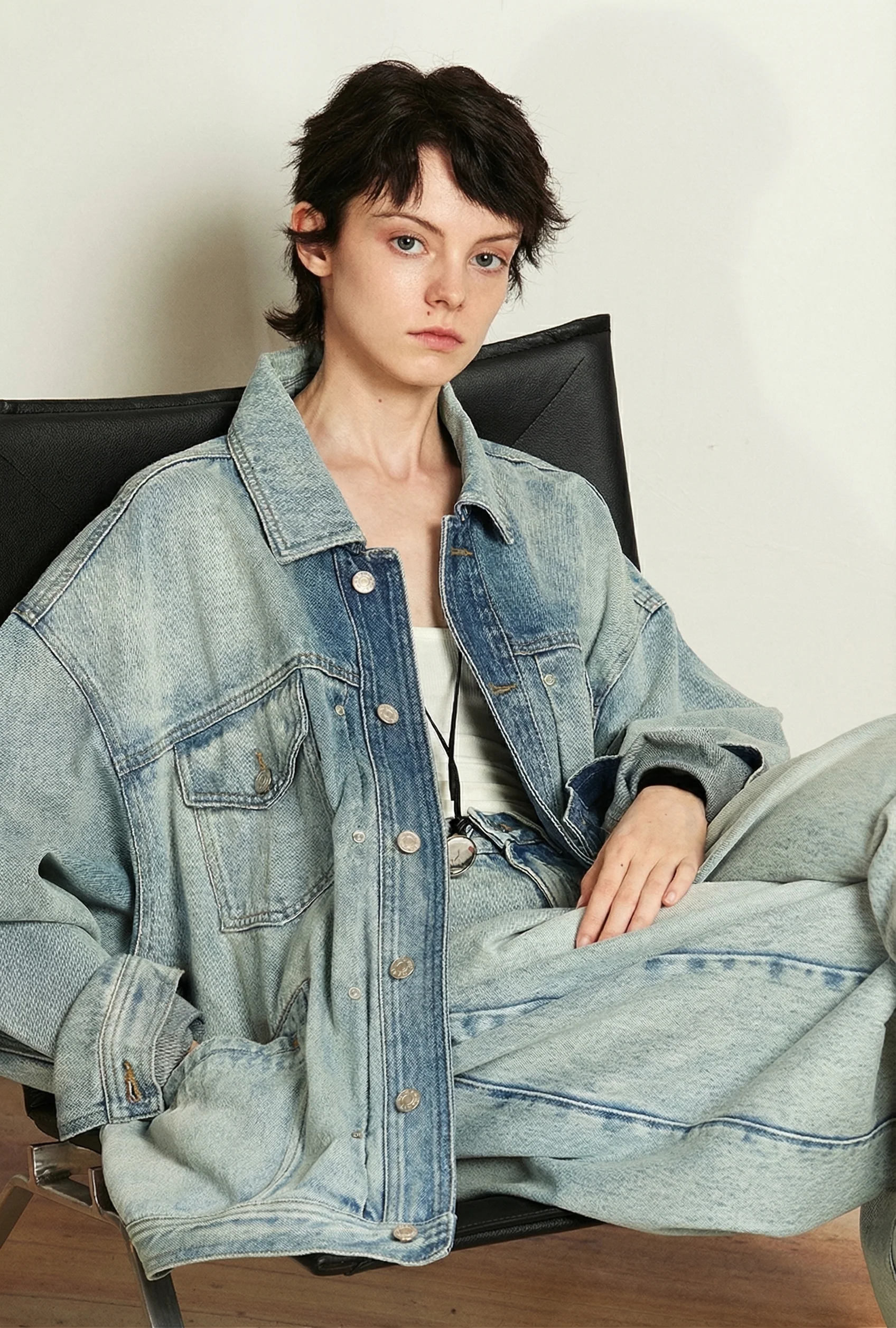 Oversized Bleached Denim Jacket
