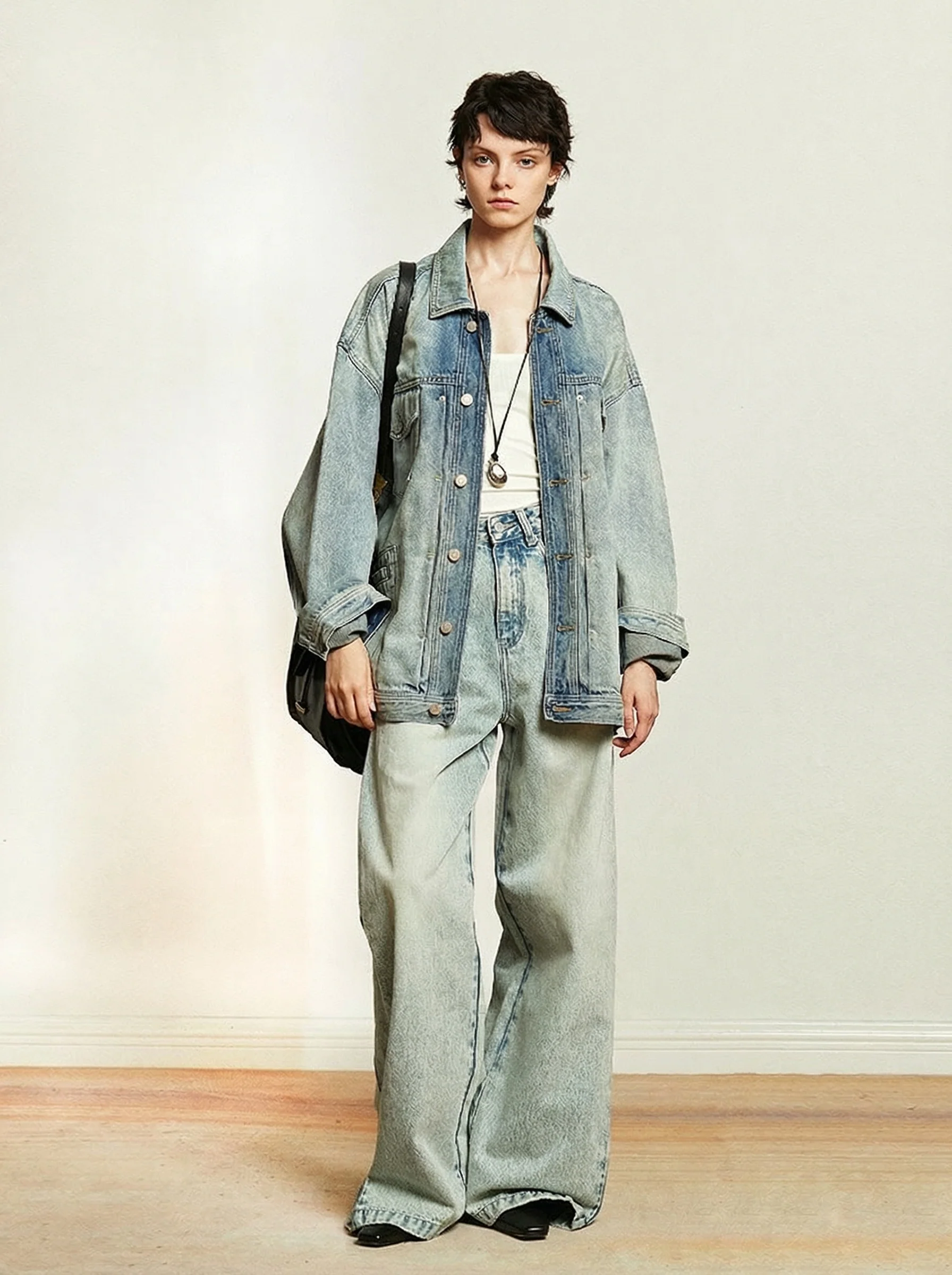 Oversized Bleached Denim Jacket - Image 4