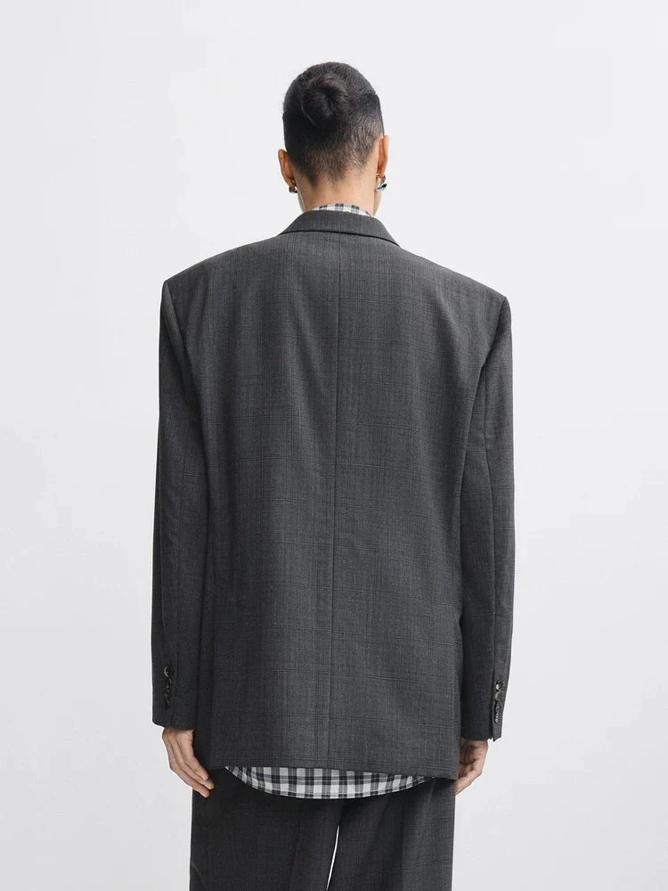 Oversized Check Blazer - Image 2