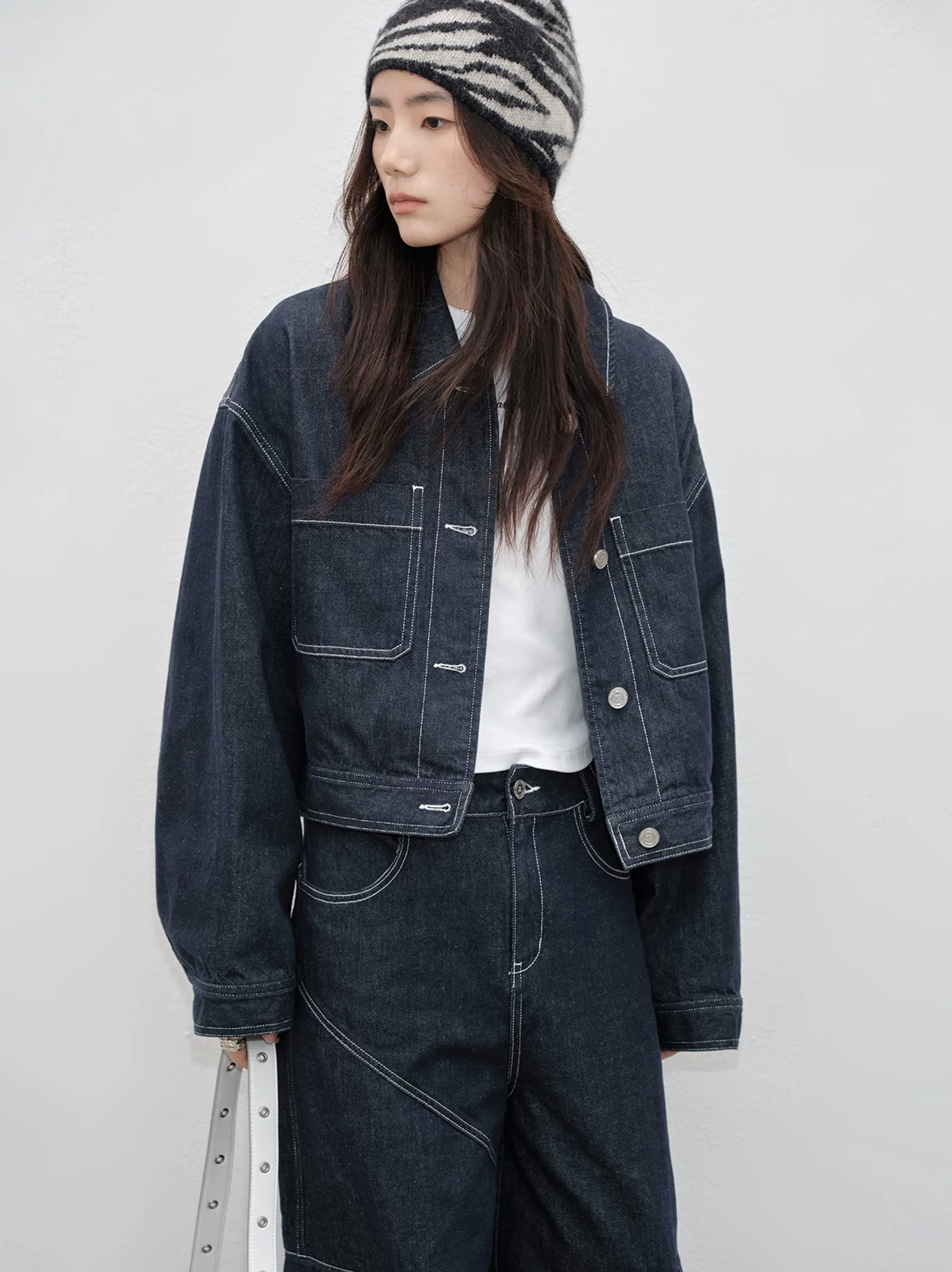 Oversized Cotton Denim Jacket and Trousers Set - Image 4
