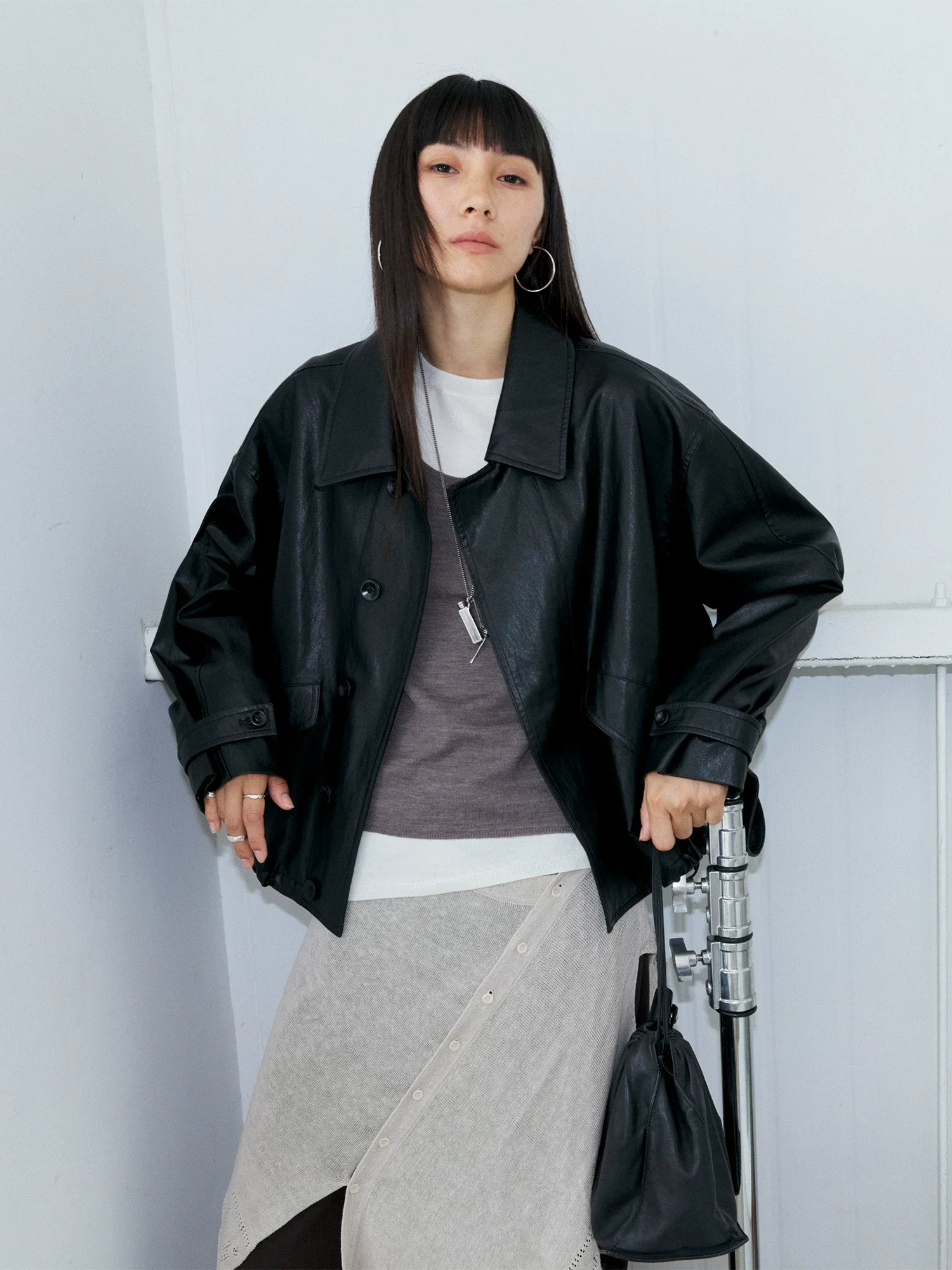Oversized Faux Leather Jacket - Image 2