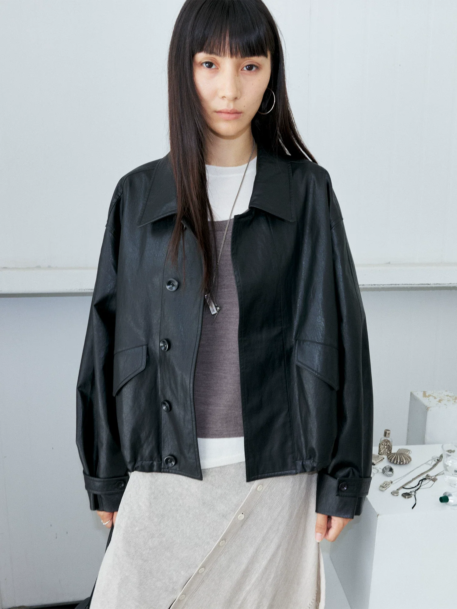 Oversized Faux Leather Jacket - Image 7