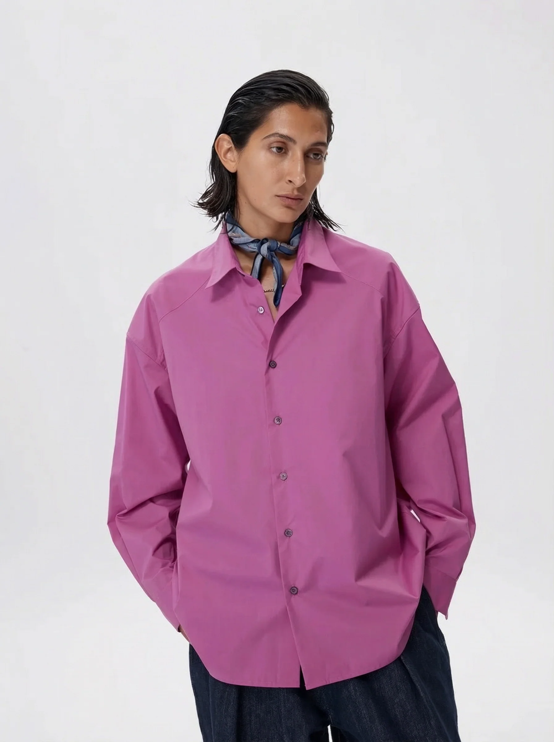 Oversized Fuchsia Button-Up Shirt