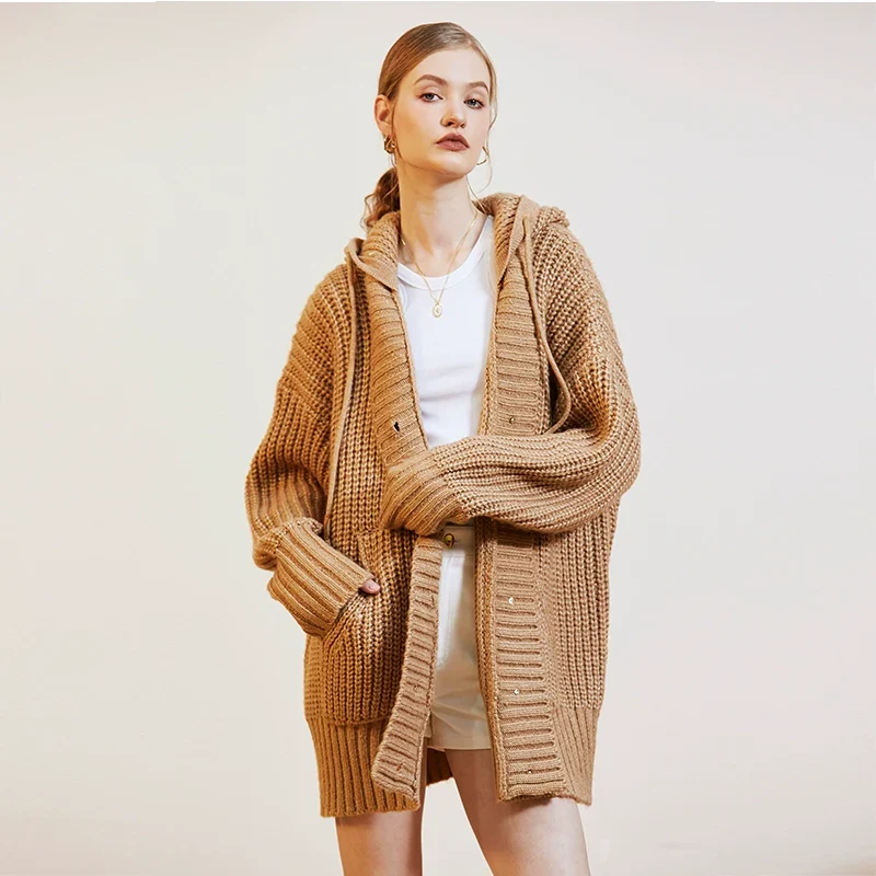 Oversized Hooded Knit Cardigan