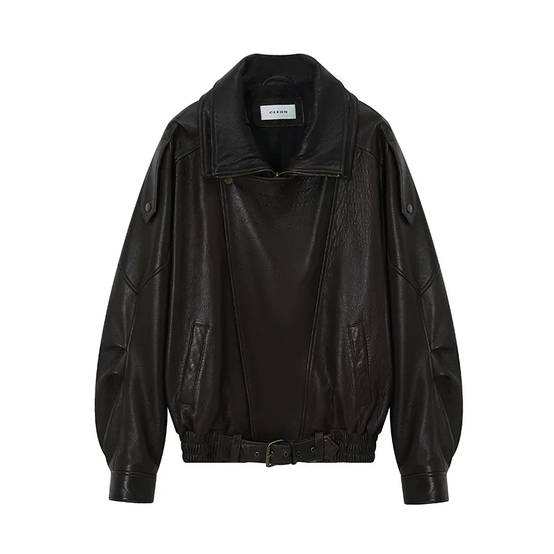 Oversized Lambskin Belted Jacket - Image 7