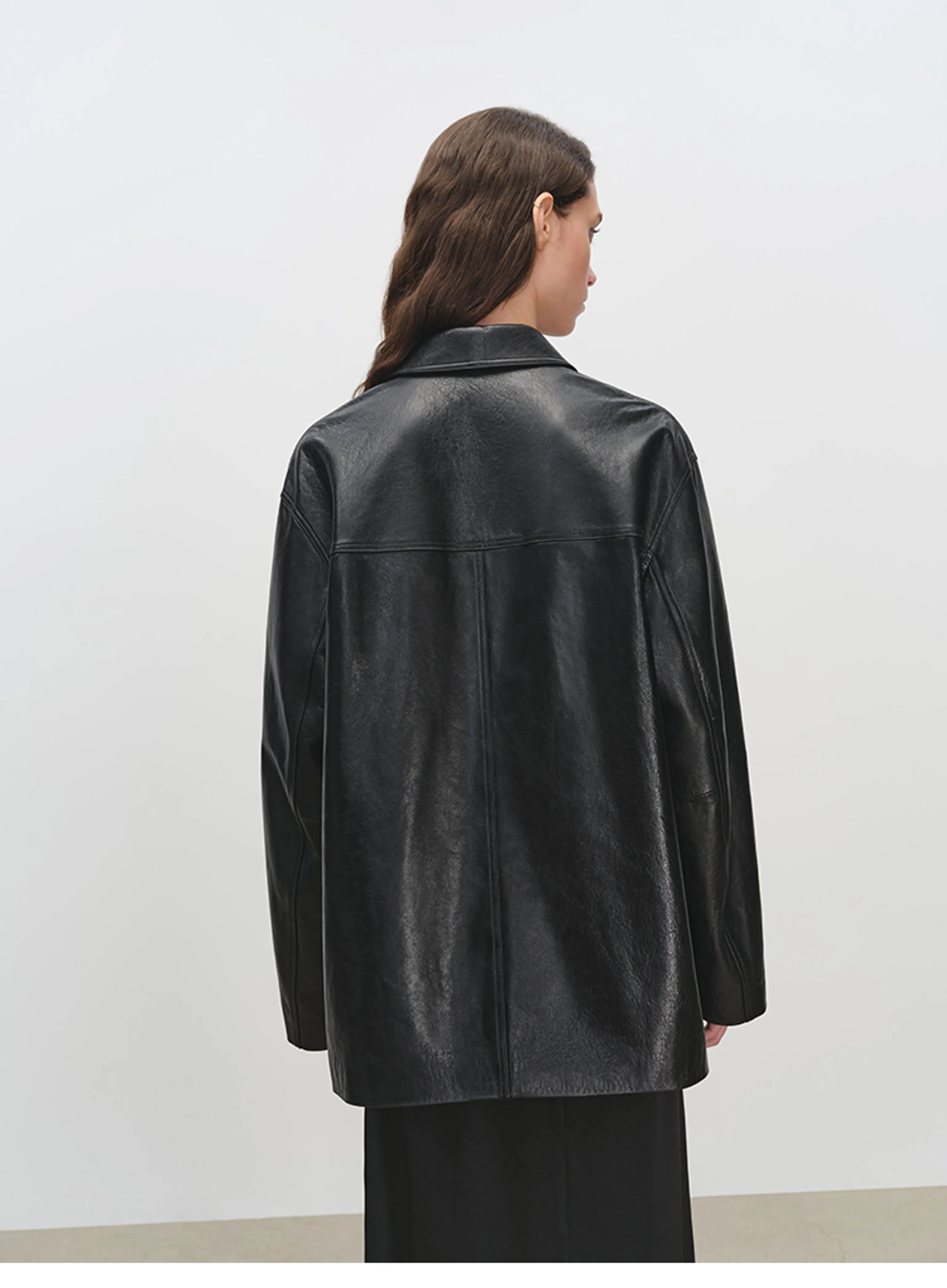 Oversized Lambskin Shirt Jacket - Image 3