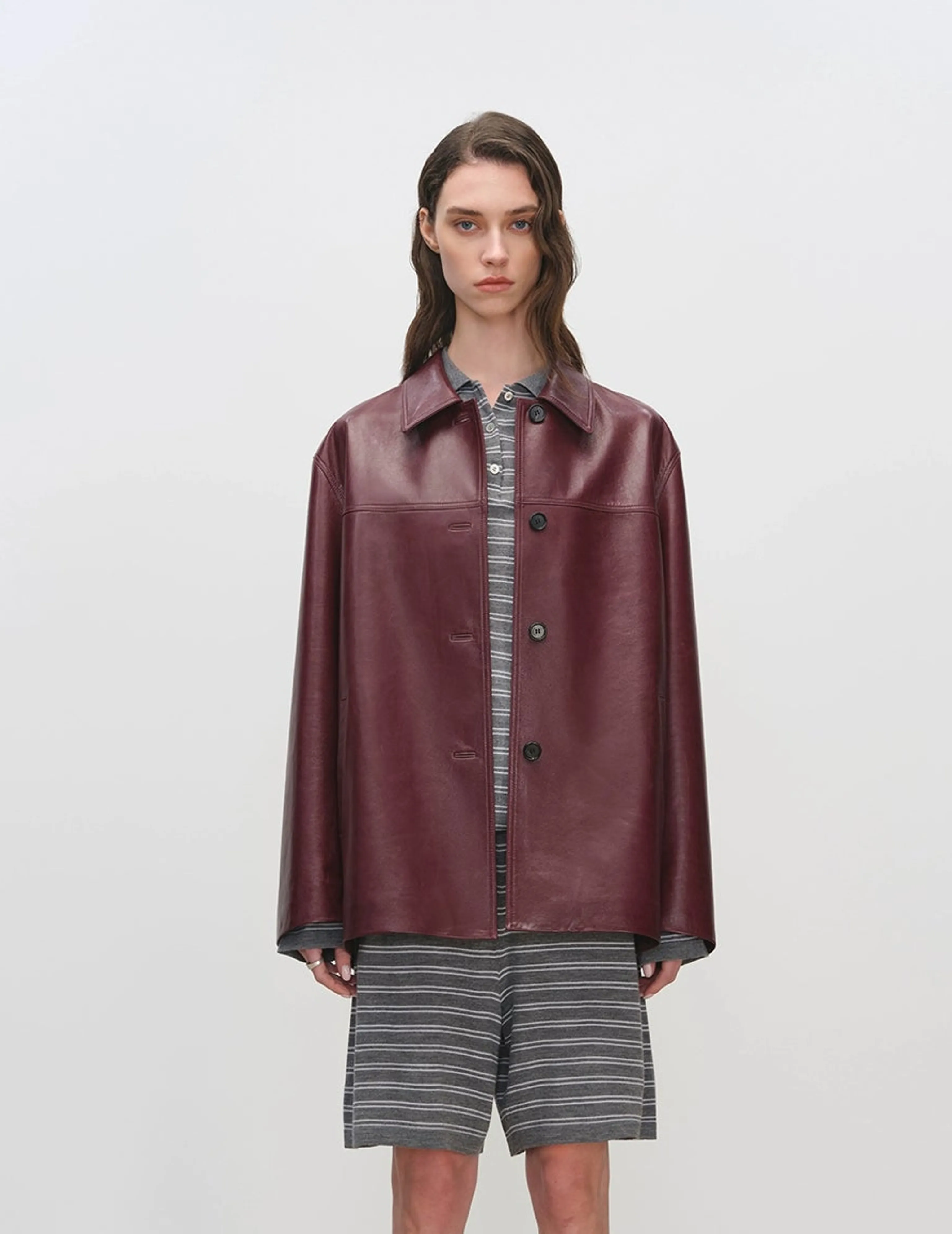 Oversized Lambskin Shirt Jacket - Image 4