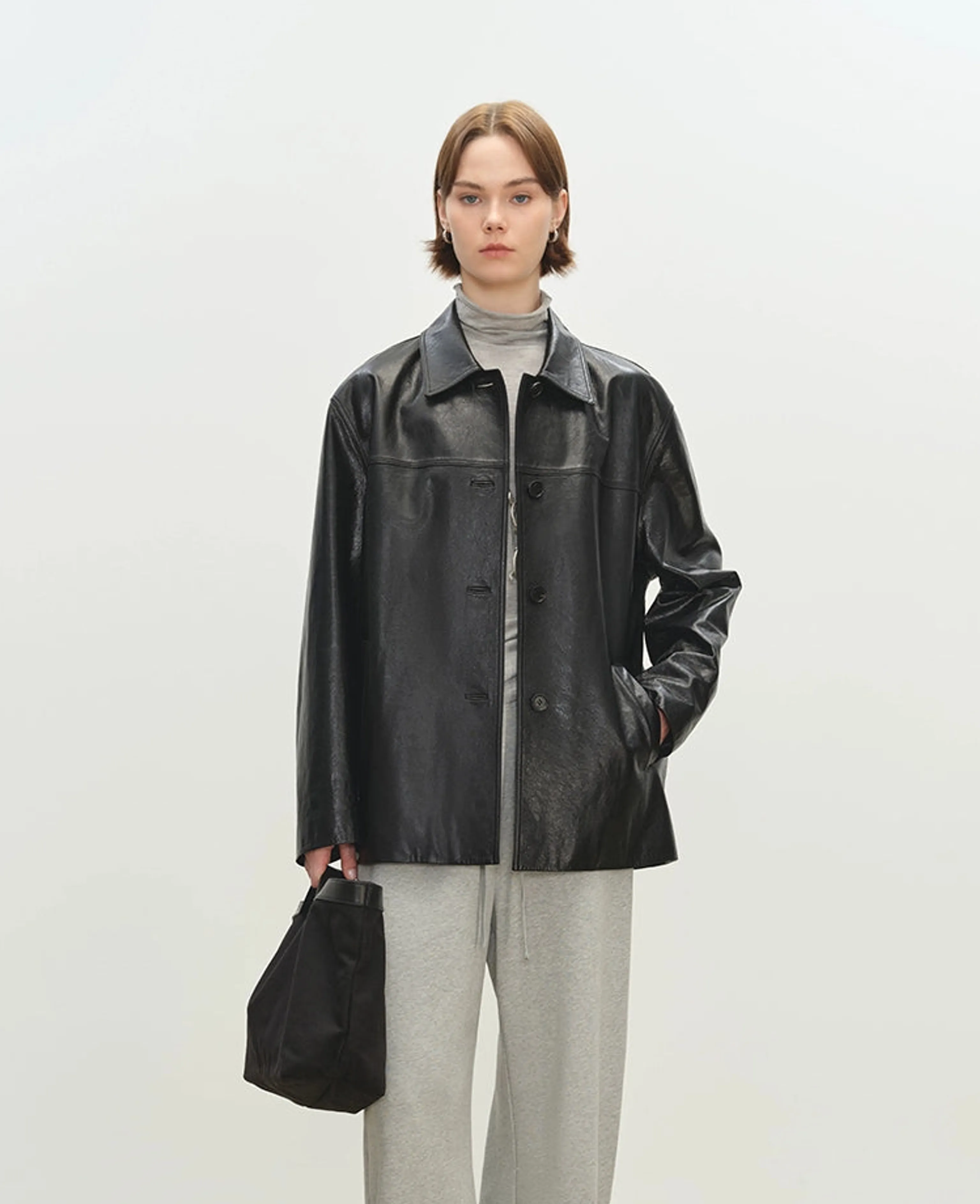 Oversized Lambskin Shirt Jacket - Image 7