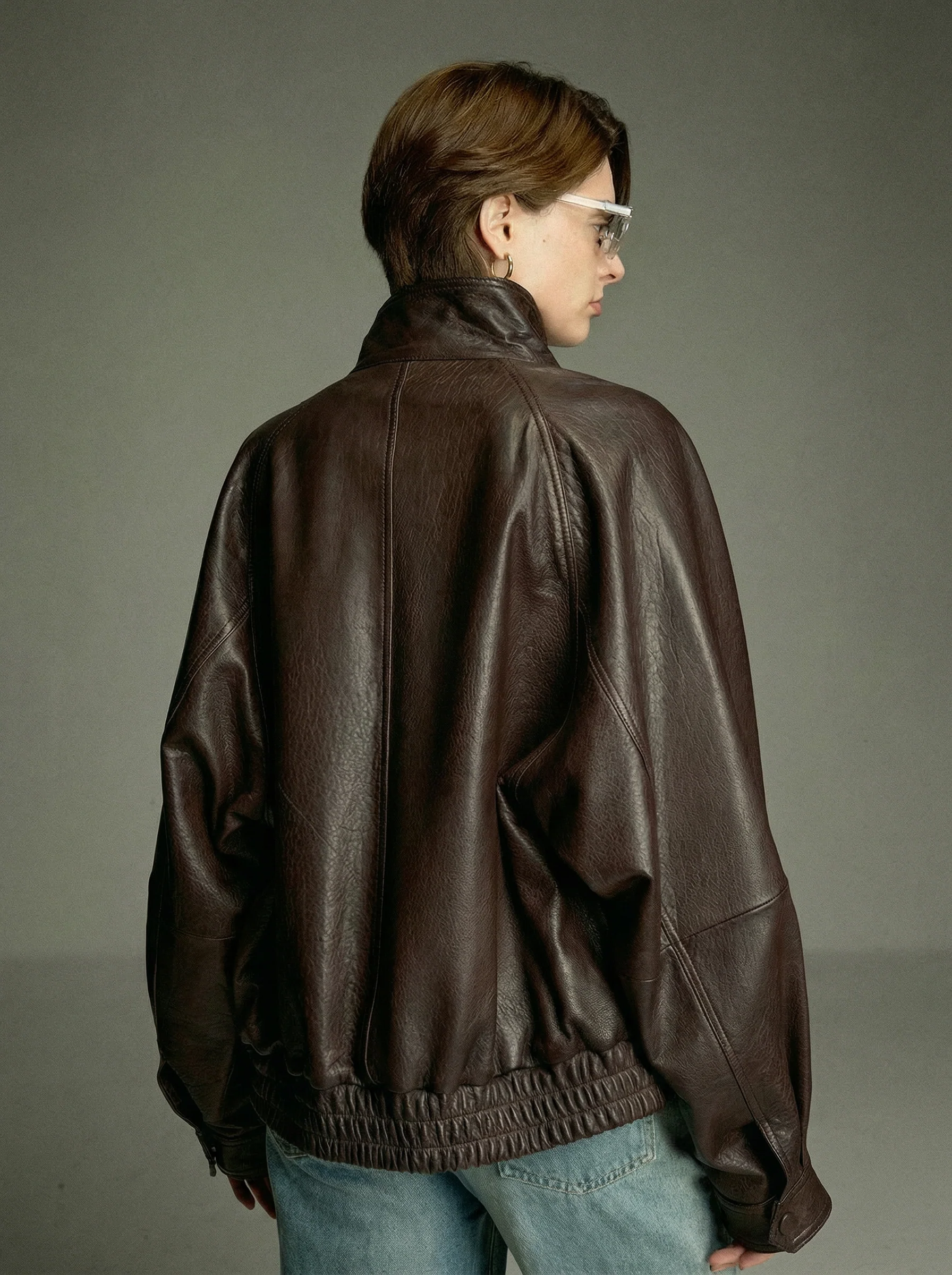 Oversized Lambskin Stand-Collar Jacket - Image 5
