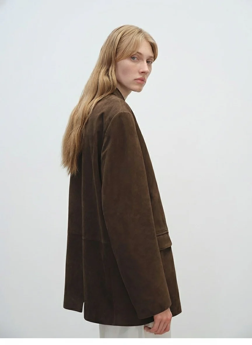 Oversized Lambskin Suede Blazer - Image 5