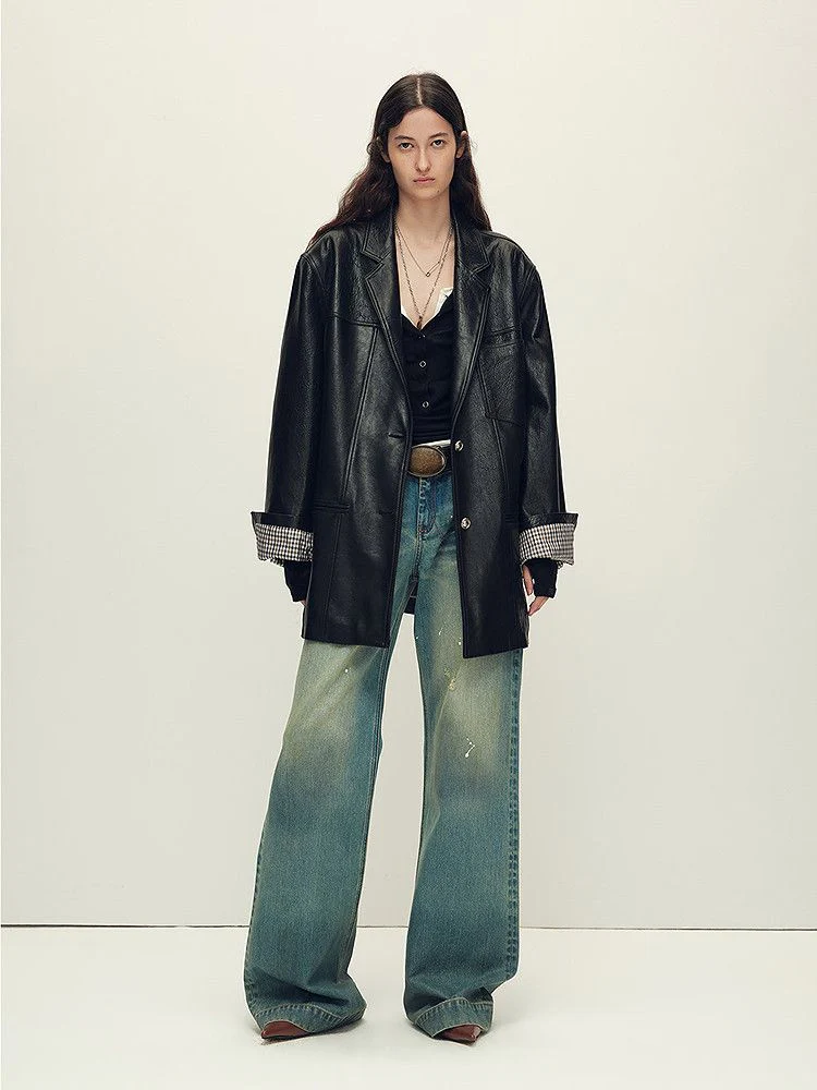 Oversized Leather Blazer - Image 4