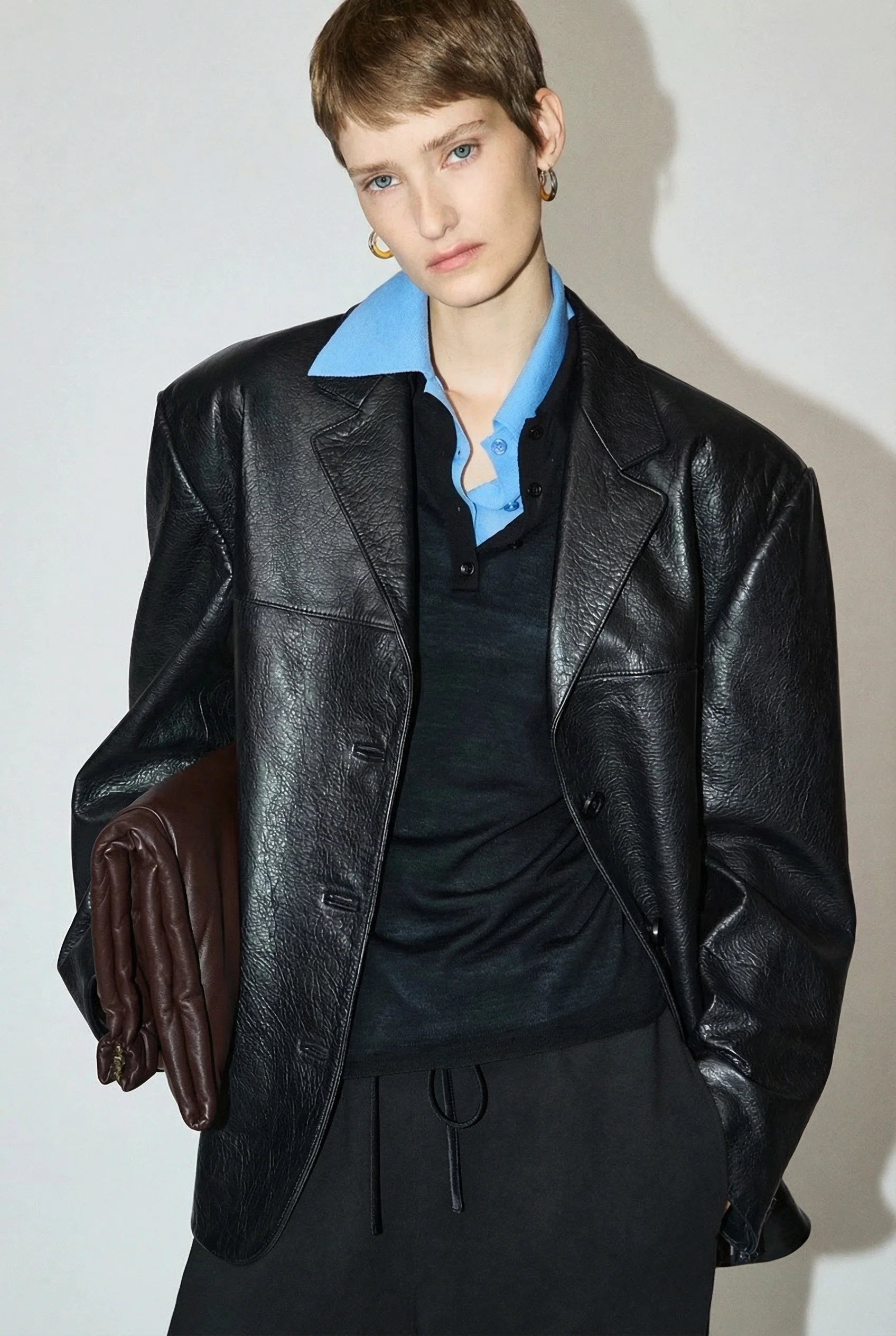 Oversized Leather Blazer - Image 3