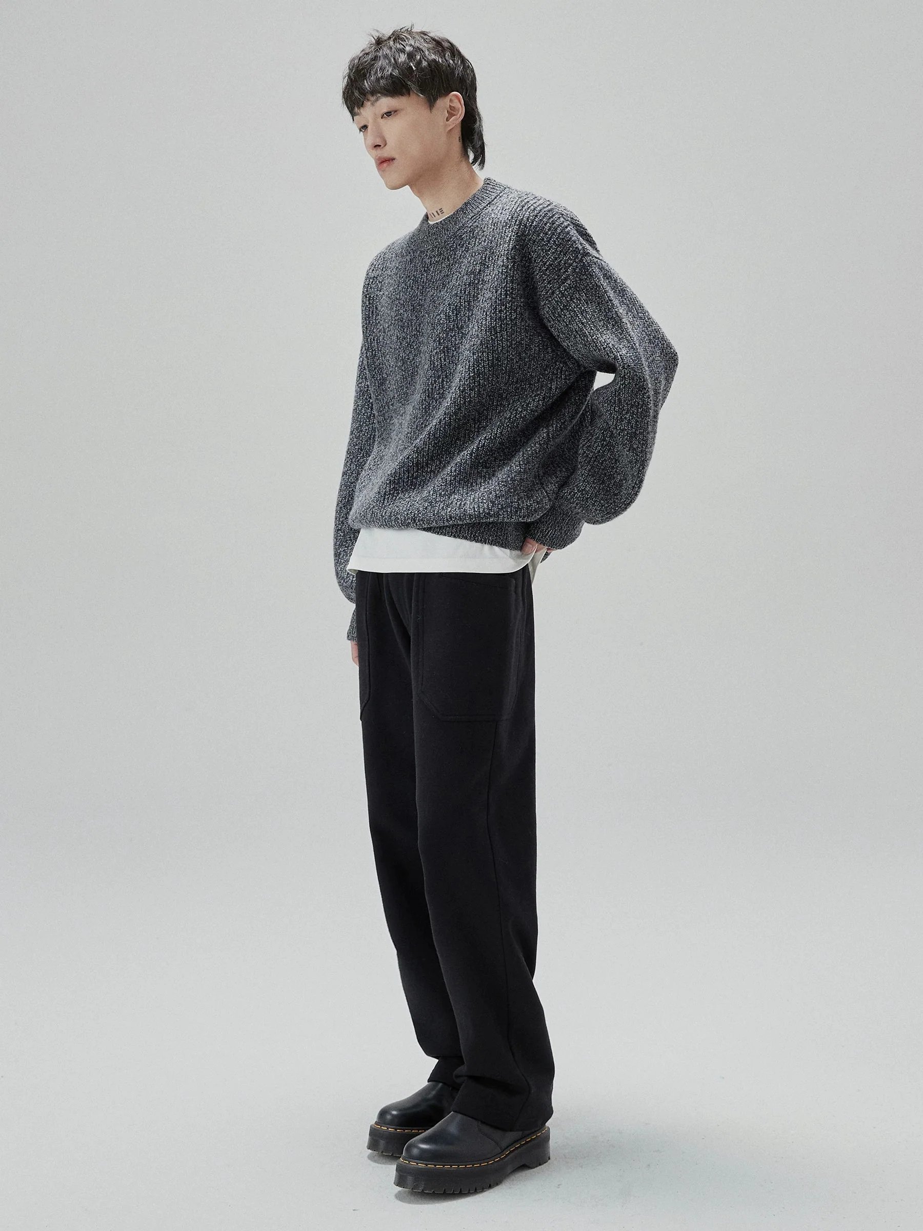 Oversized Merino Rib Crewneck Sweater - Image 3