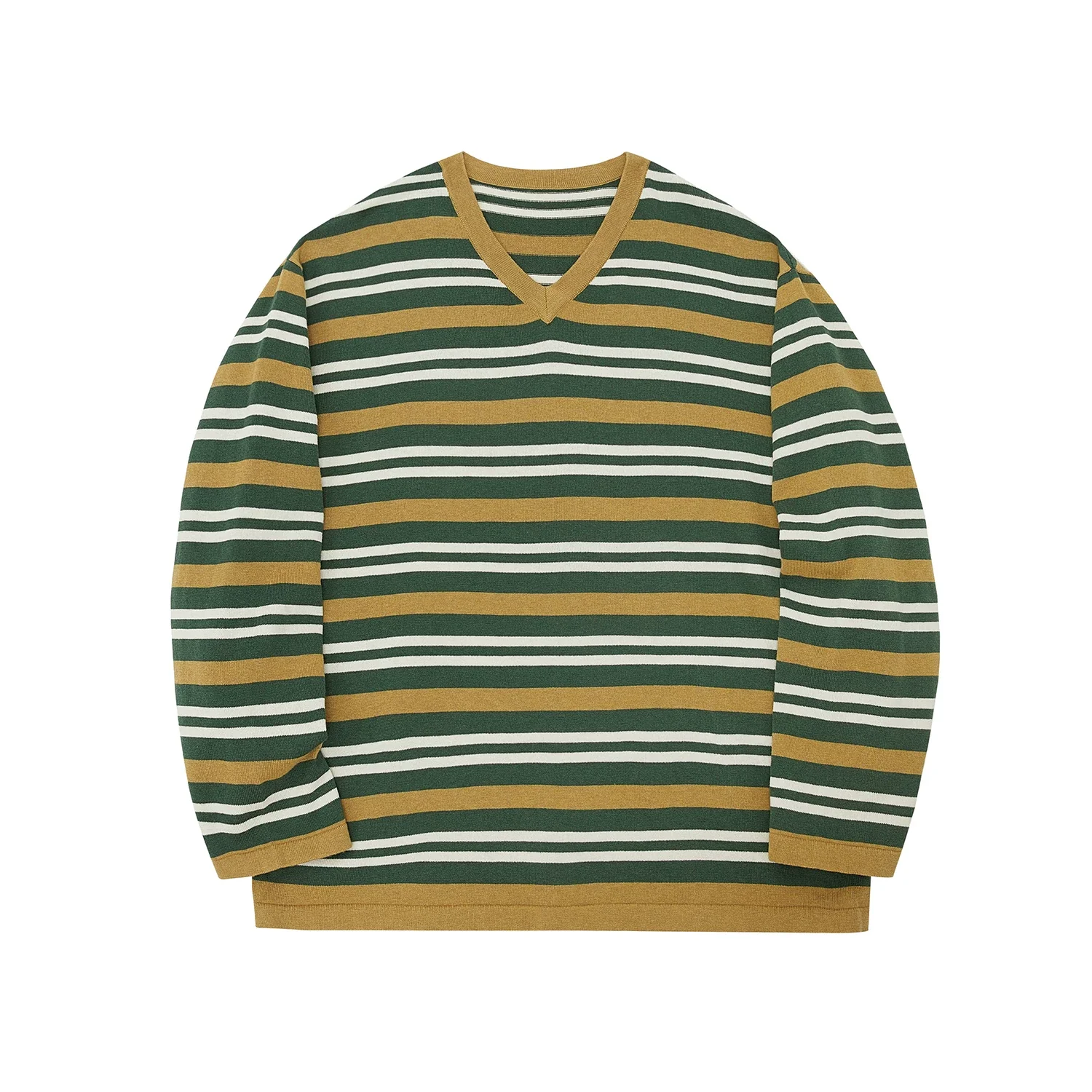 Oversized Narrow V-Neck Striped Sweater - Image 7