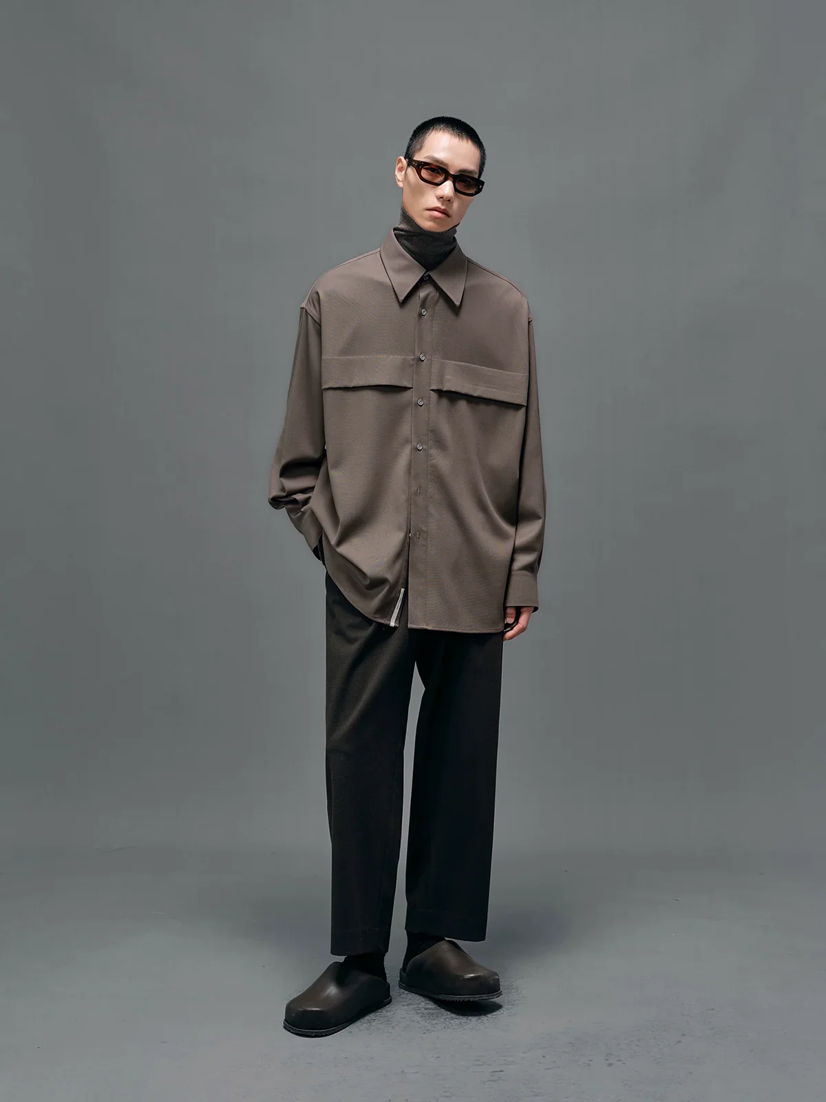 Oversized Panel Zip Shirt