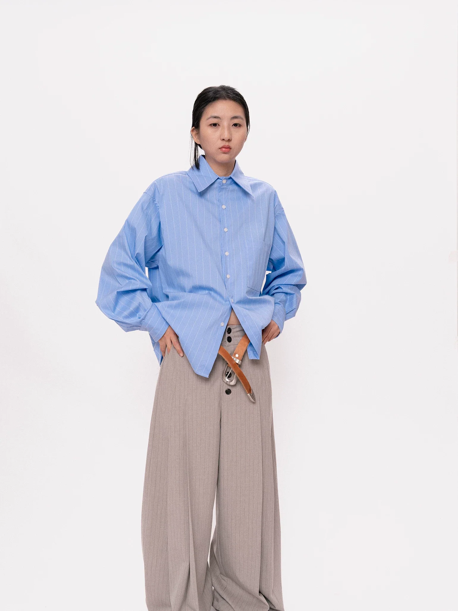 Oversized Pinstripe Shirt - Image 7
