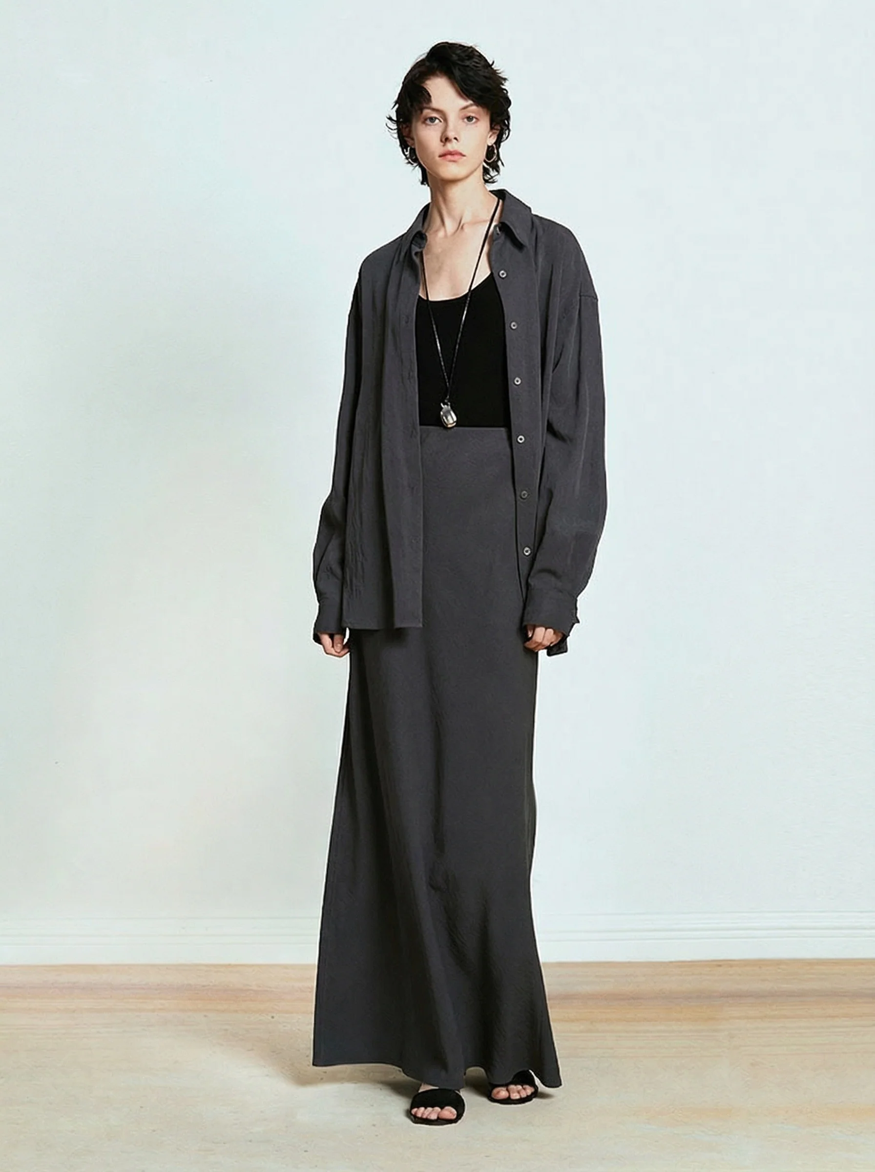 Oversized Shirt Skirt Set