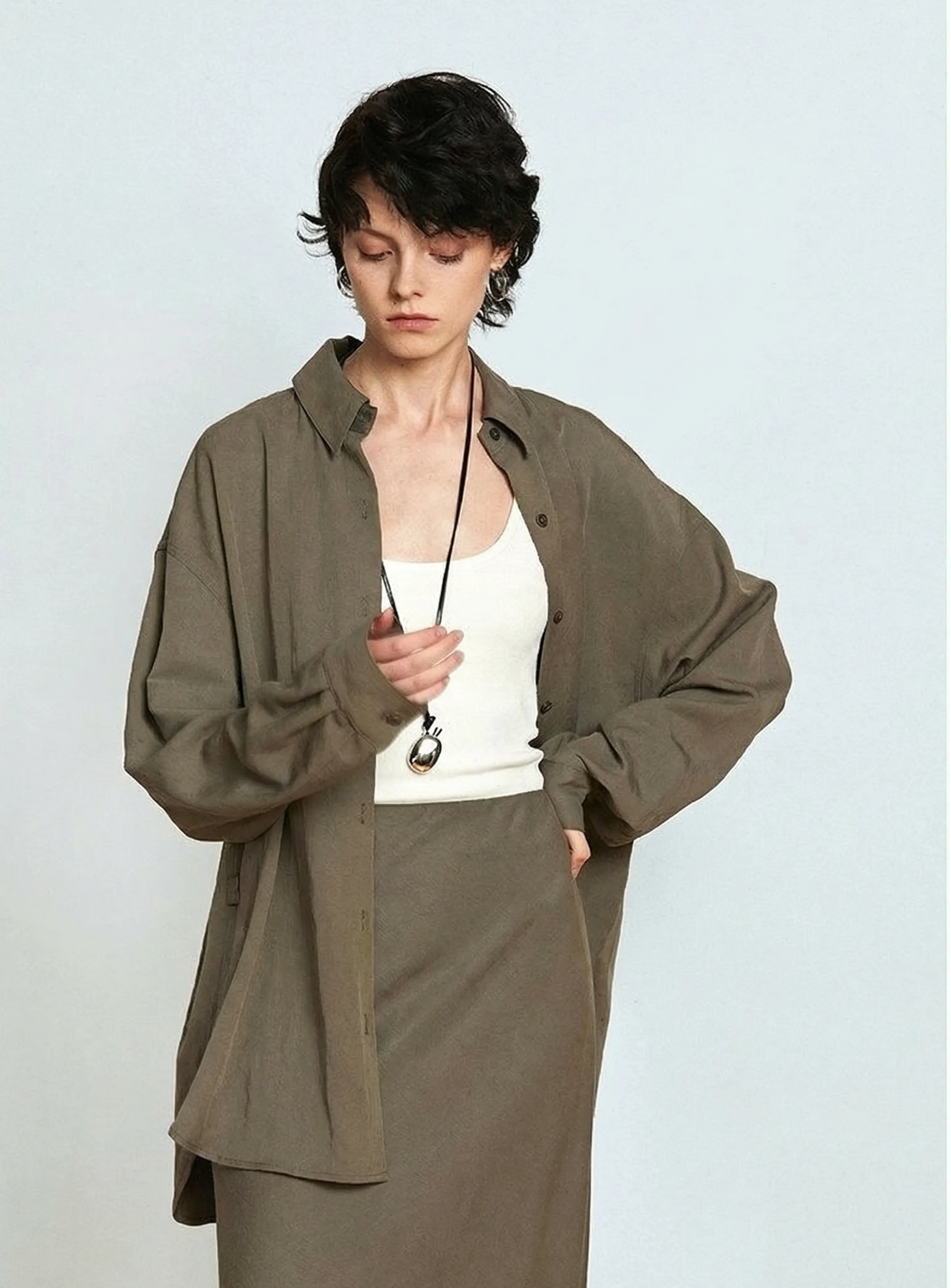 Oversized Shirt Skirt Set - Image 4