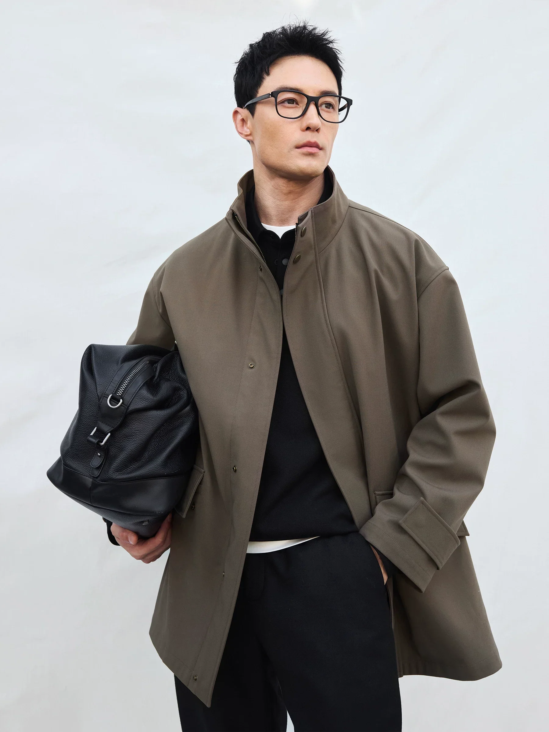 Oversized Stand-Collar Trench Coat - Image 2