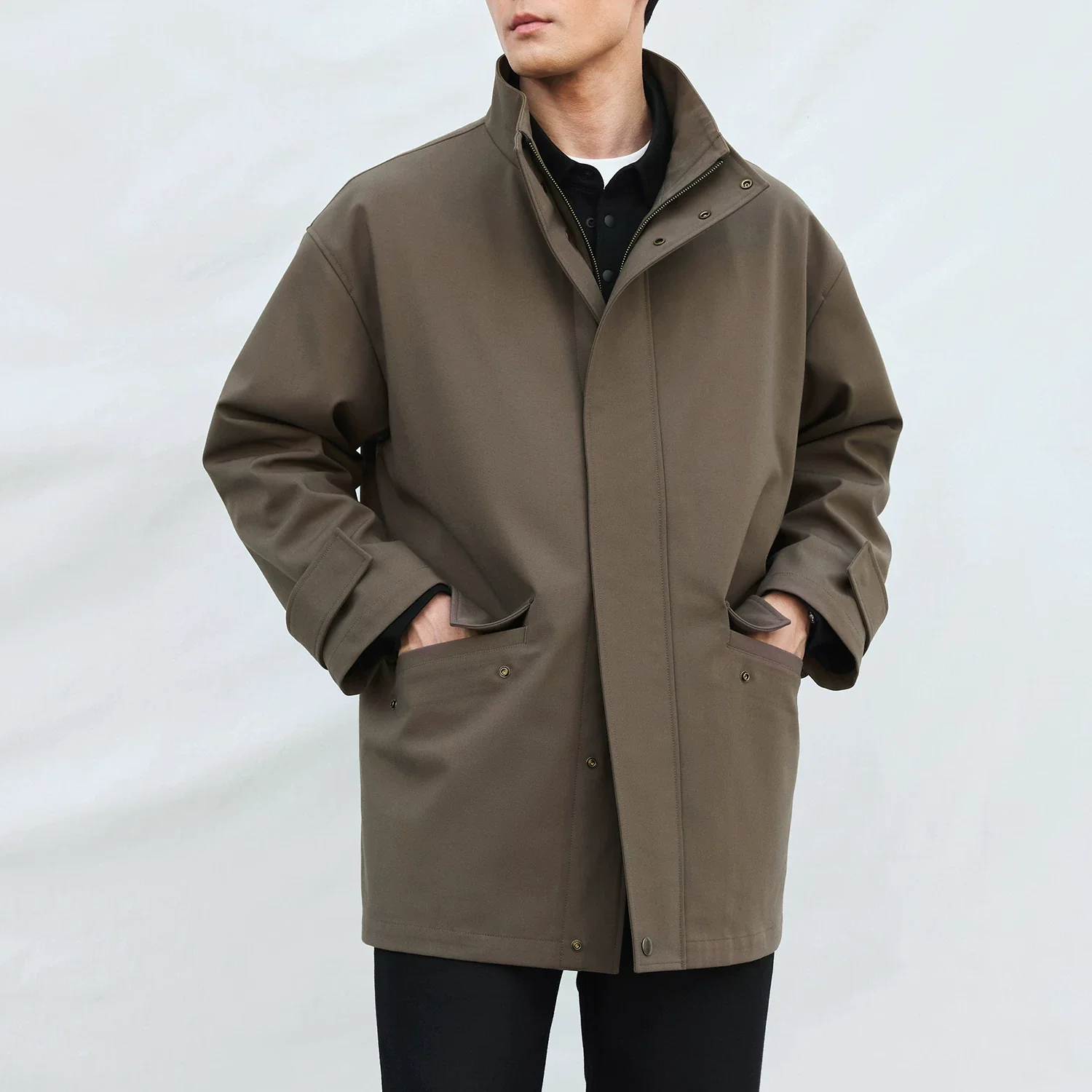 Oversized Stand-Collar Trench Coat - Image 5