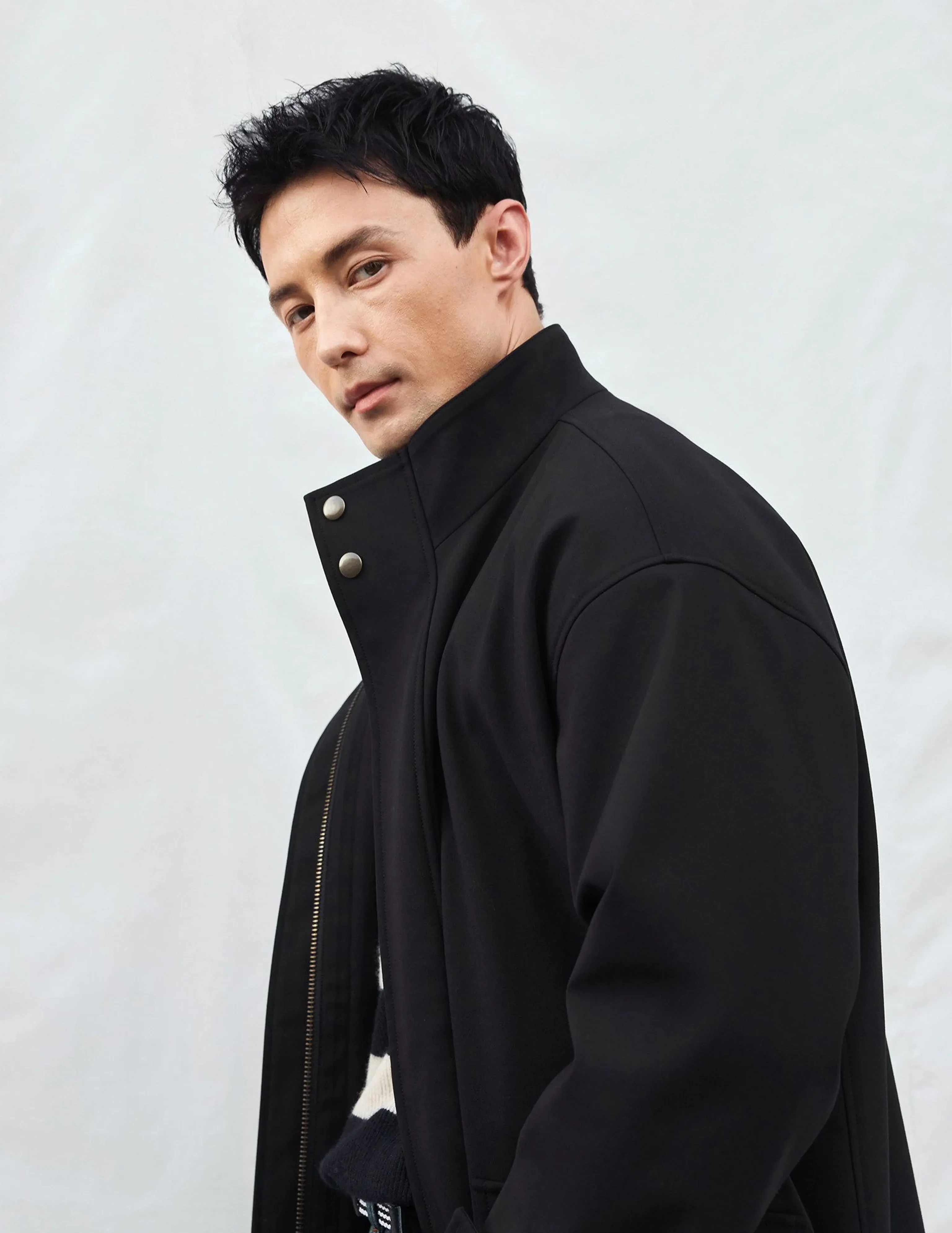 Oversized Stand-Collar Trench Coat - Image 7