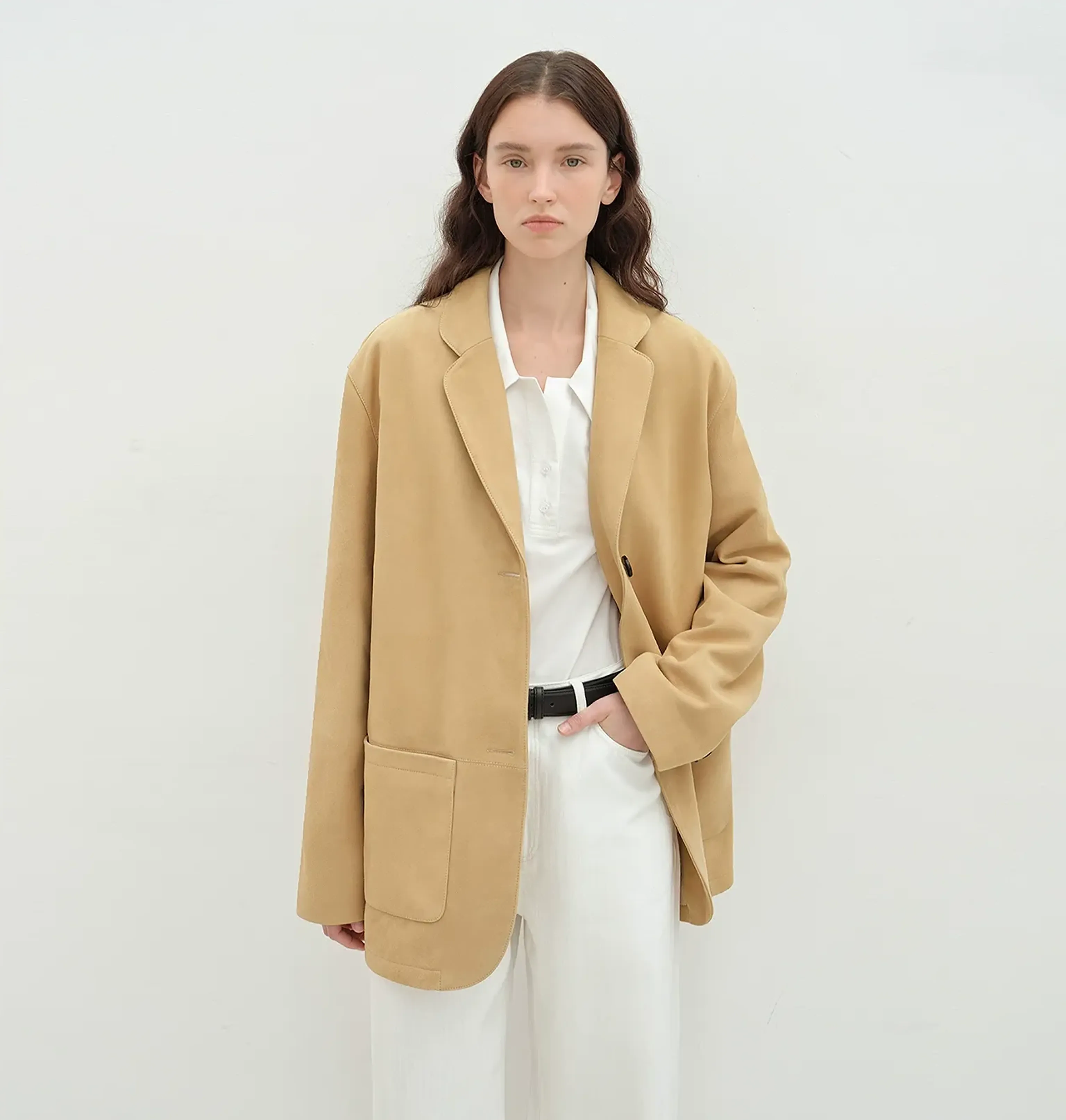 Oversized Suede Lambskin Blazer - Image 6