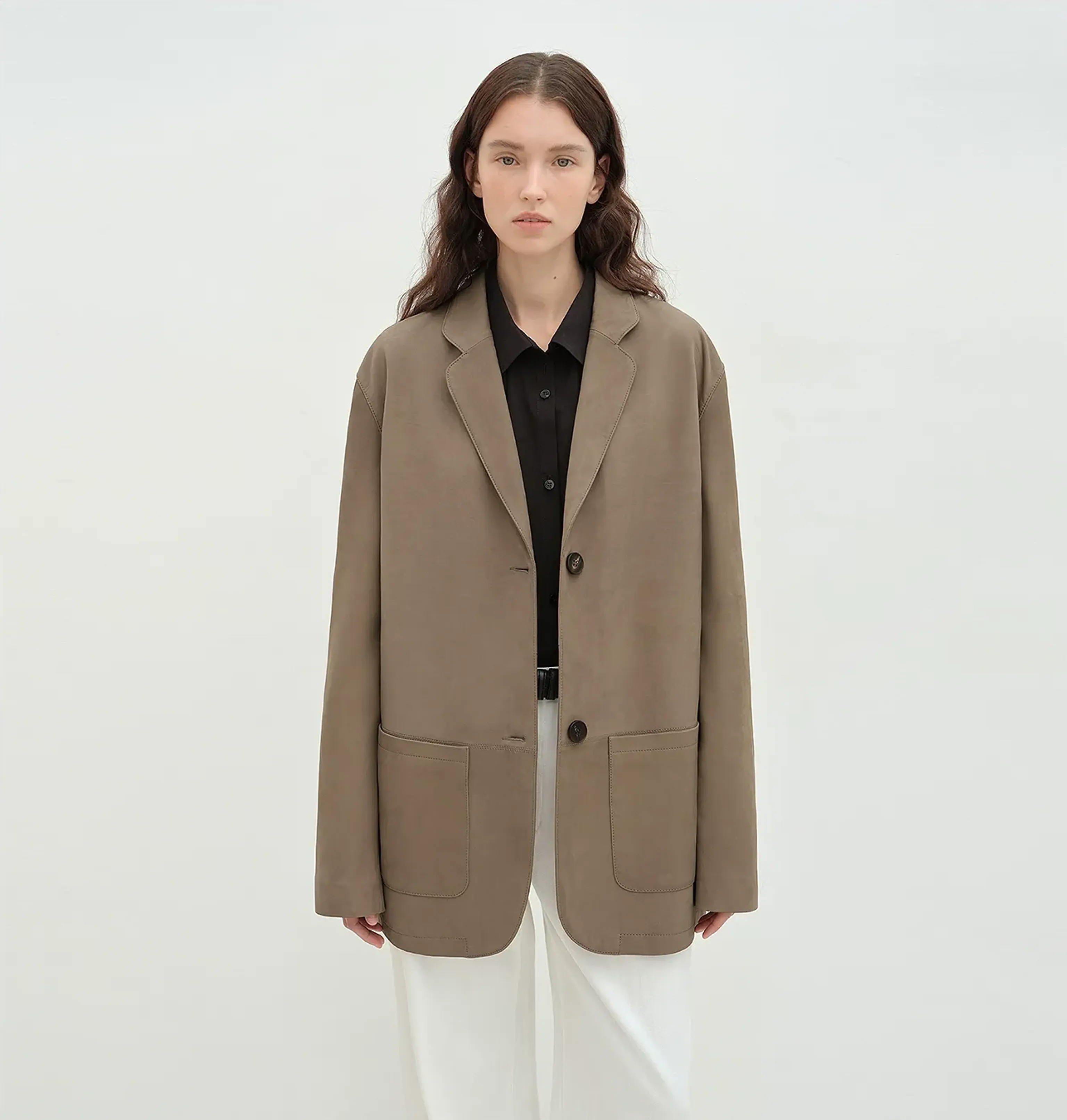 Oversized Suede Lambskin Blazer - Image 8