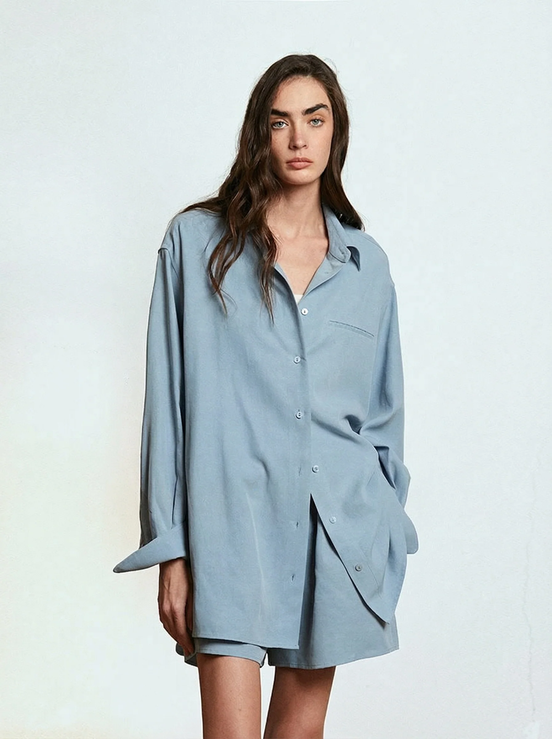 Oversized Tencel-Linen Shirt & Shorts Set - Image 3