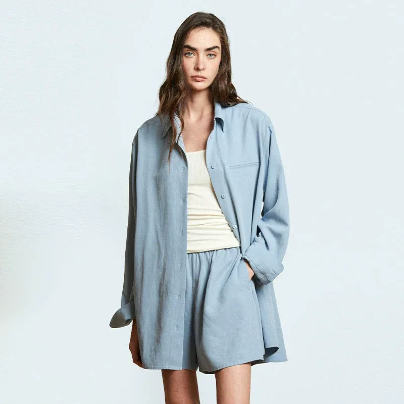 Oversized Tencel-Linen Shirt & Shorts Set - Image 5