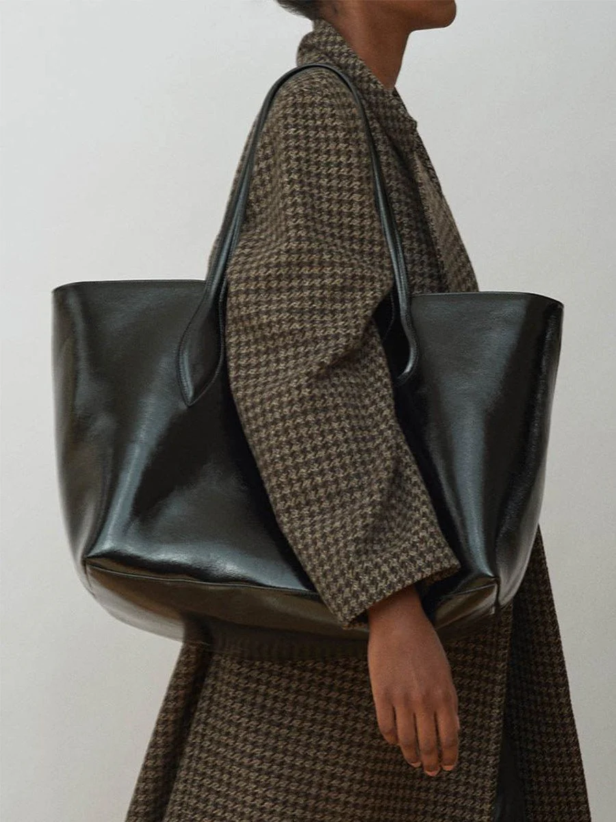 Oversized Top Grain Leather Tote