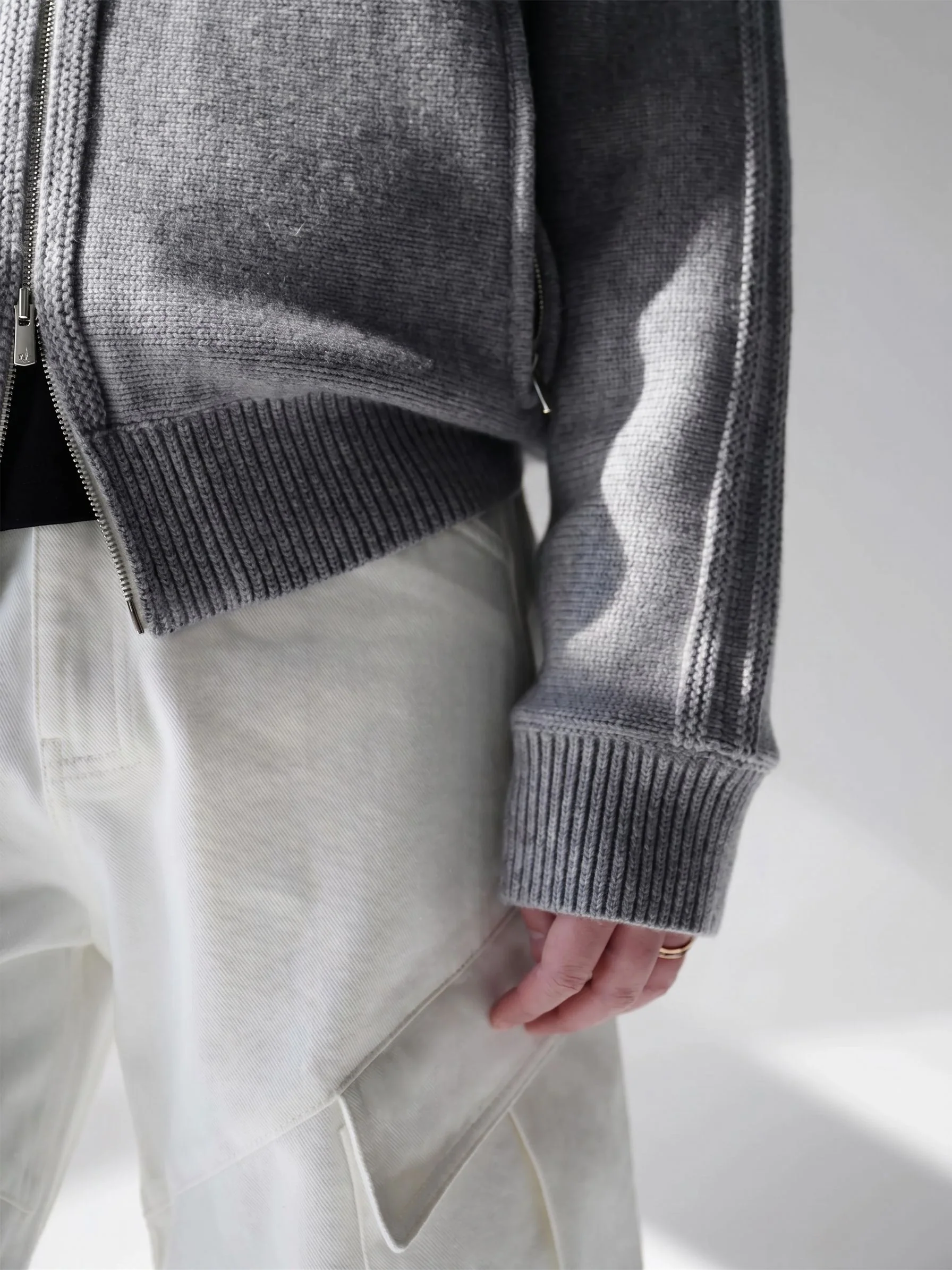 Padded Knit Zip Jacket - Image 6