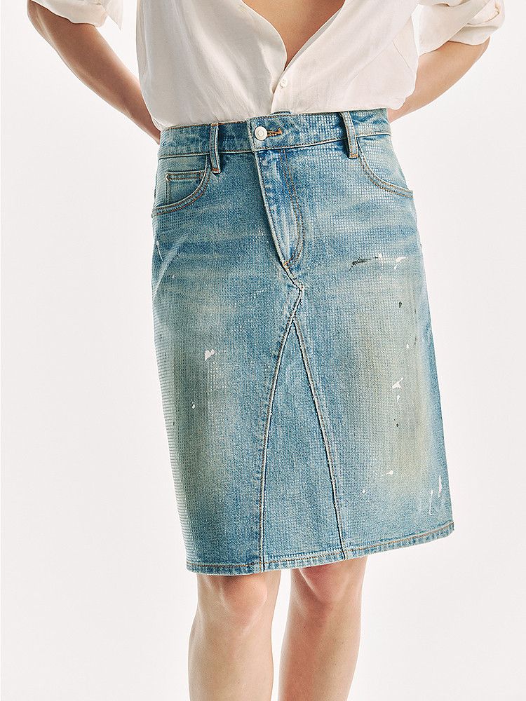 Paint-Splatter Denim Skirt - Image 3