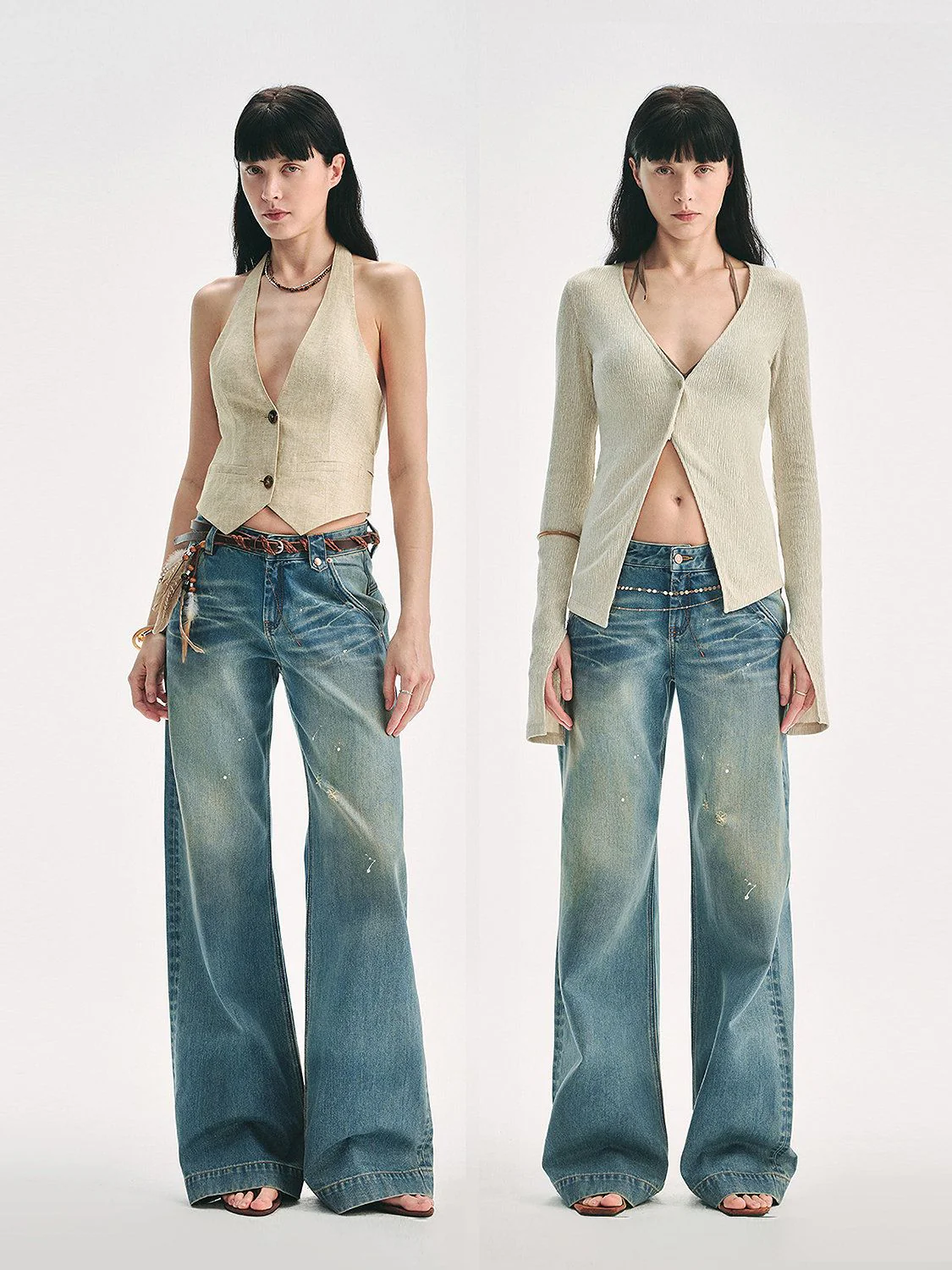 Paint-Splatter Wide-Leg Jeans - Image 2