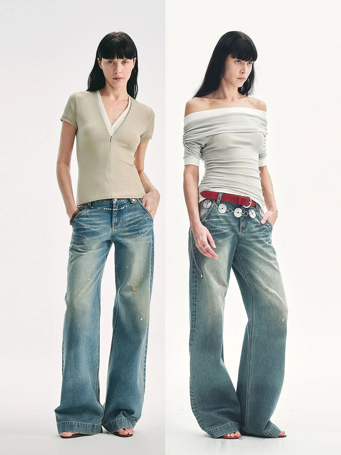 Paint-Splatter Wide-Leg Jeans - Image 5