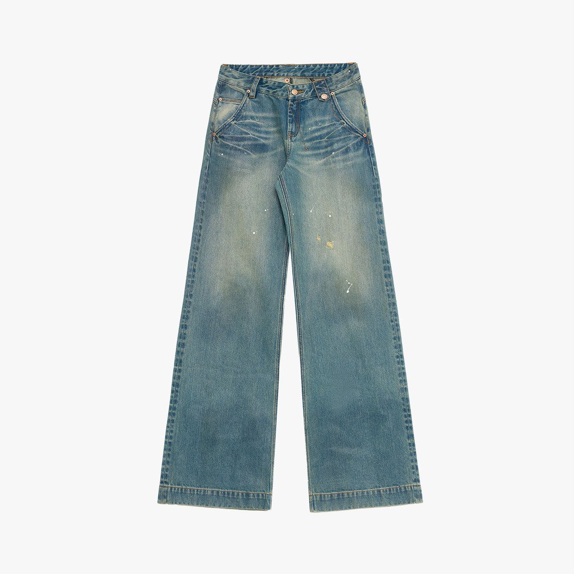 Paint-Splatter Wide-Leg Jeans - Image 6