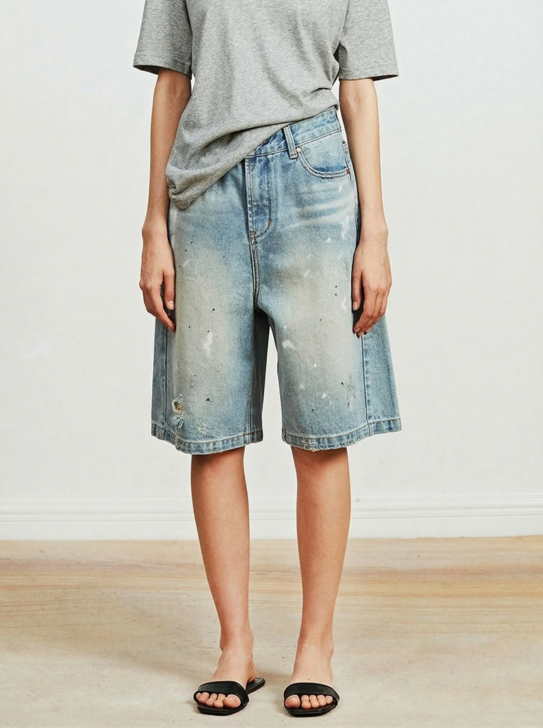 Painted Denim Bermudas - Image 2
